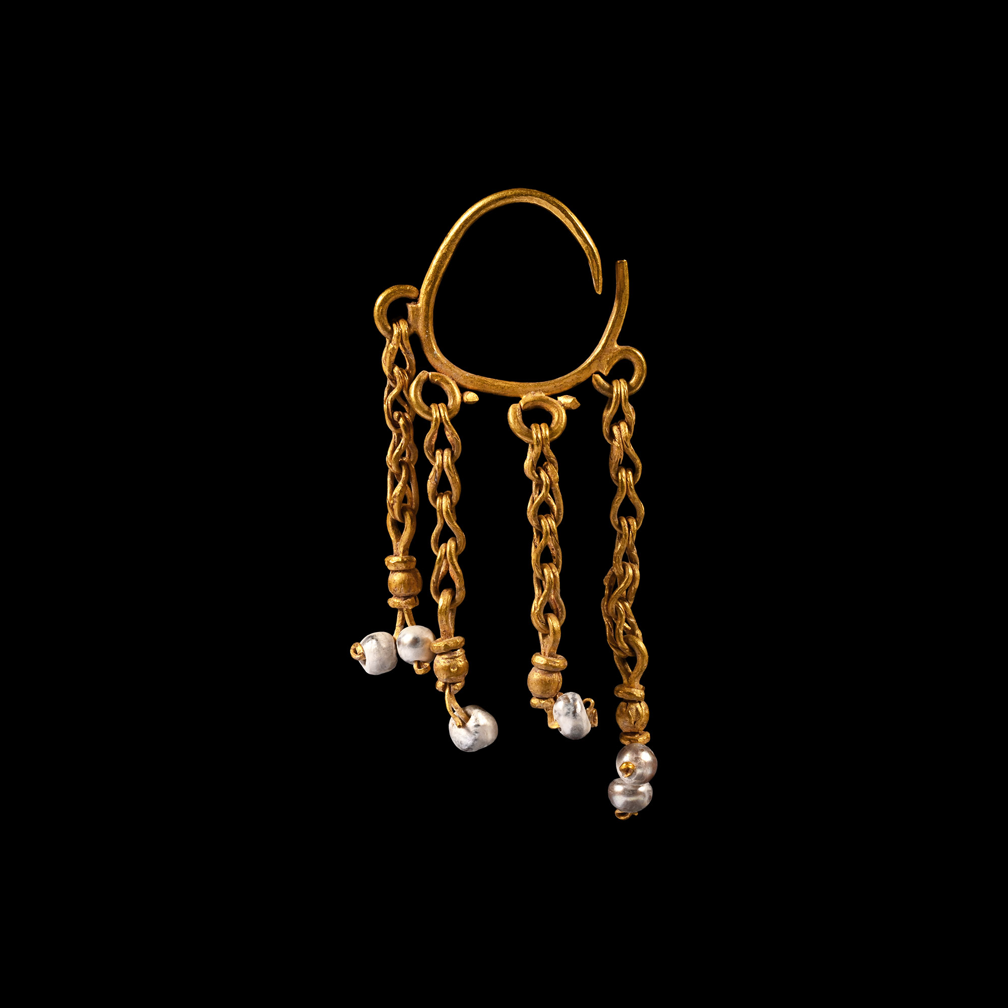 Late Roman Gold Earrings with Pearl Drops