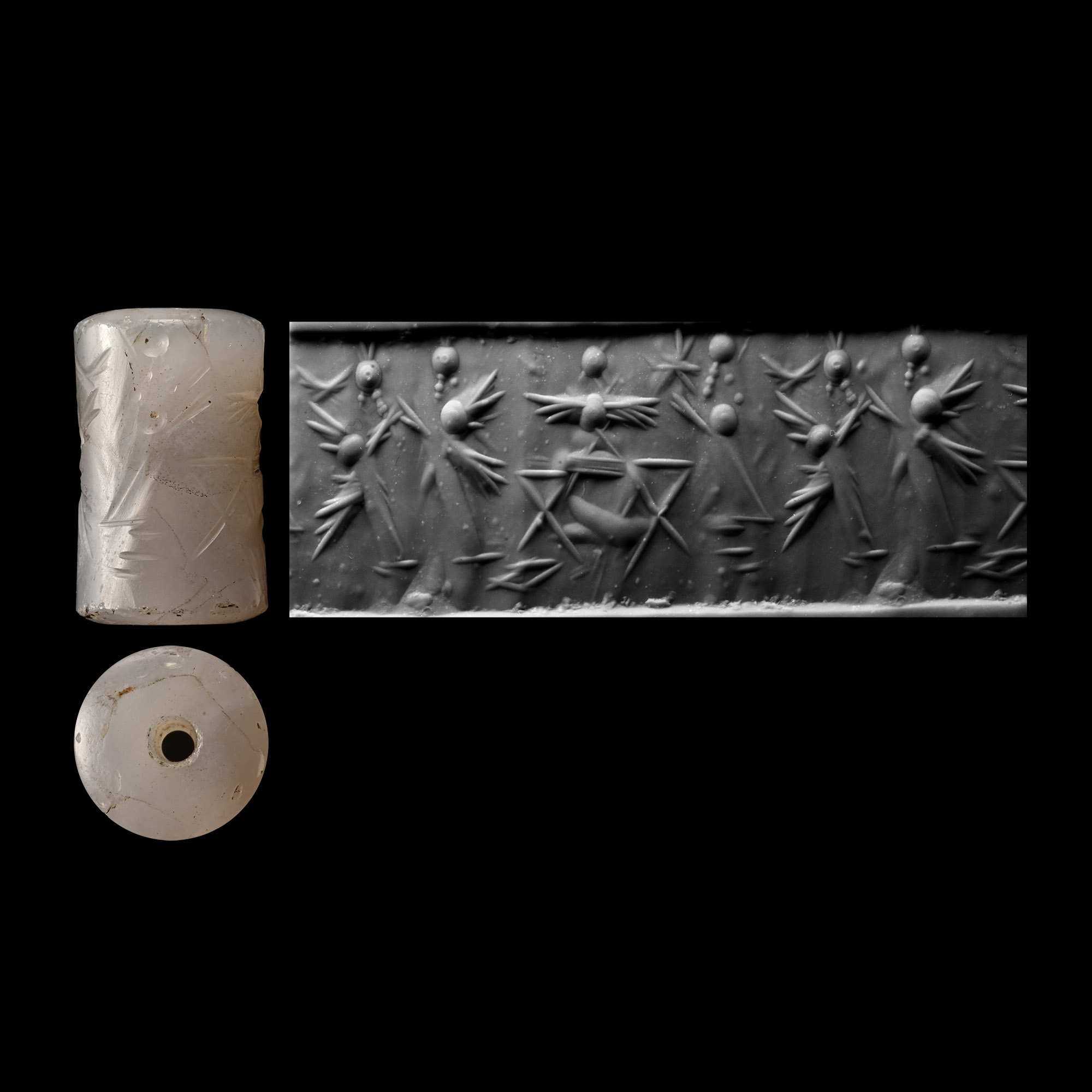 Mesopotamian Stone Cylinder Seal with Processional Scene