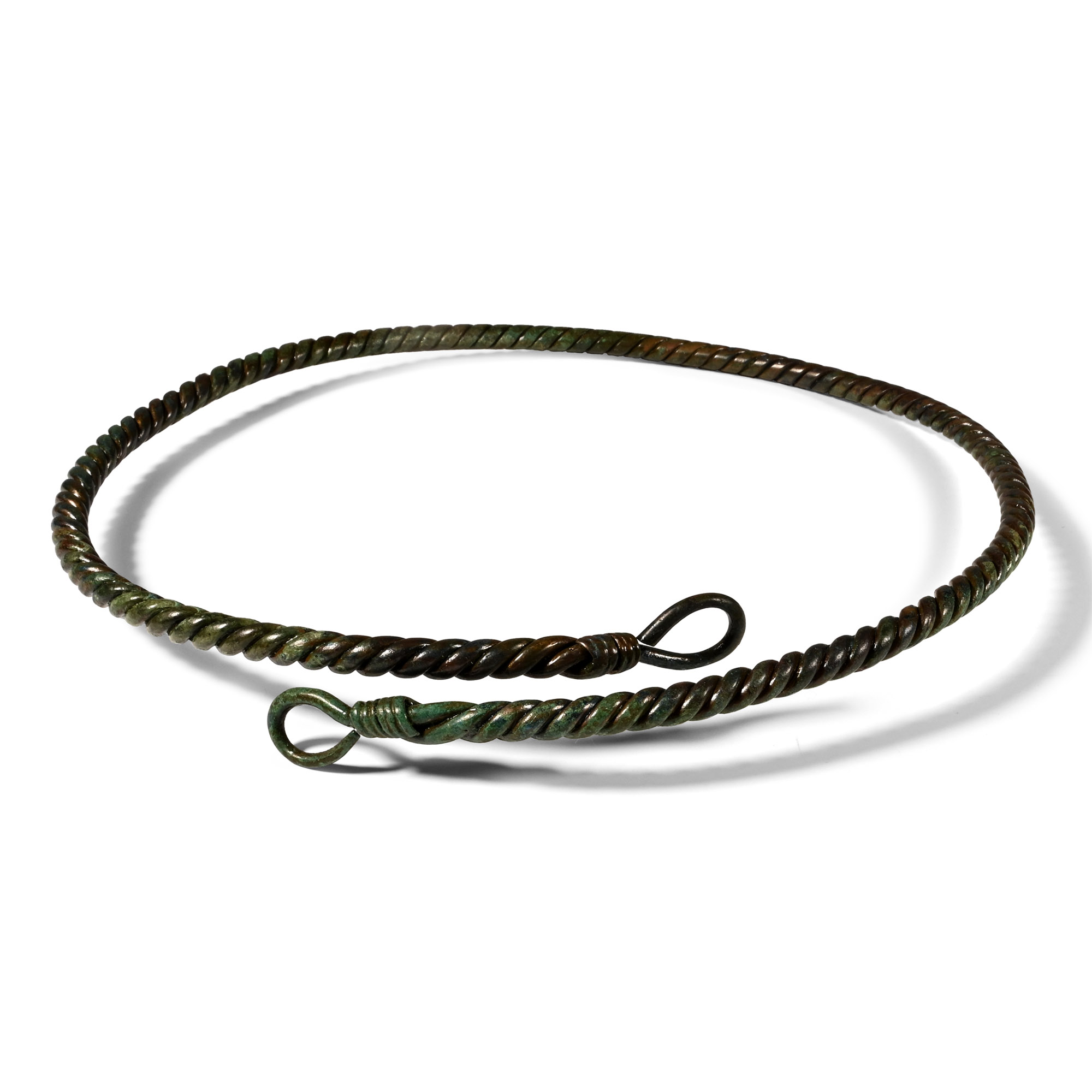 Viking Period Bronze Twisted Neck Torc with Looped Terminals
