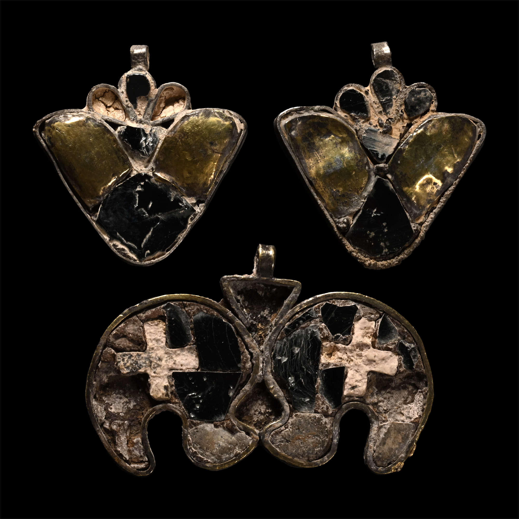 Elamite Silver Pendant with Gold Glass Inlays