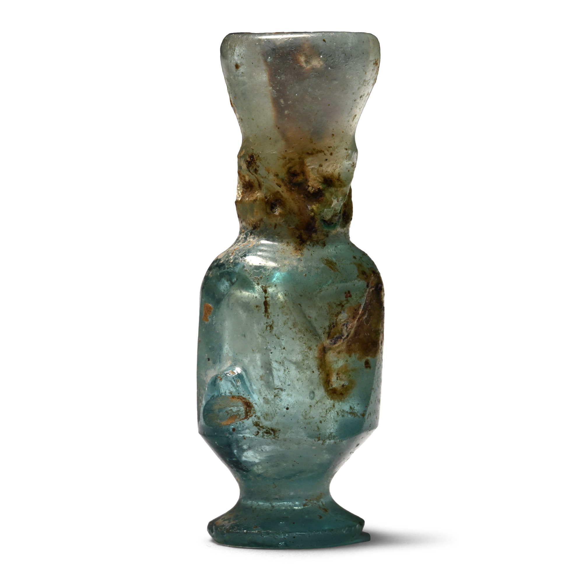 Fatimid Miniature Wheel-Cut Glass Perfume Bottle