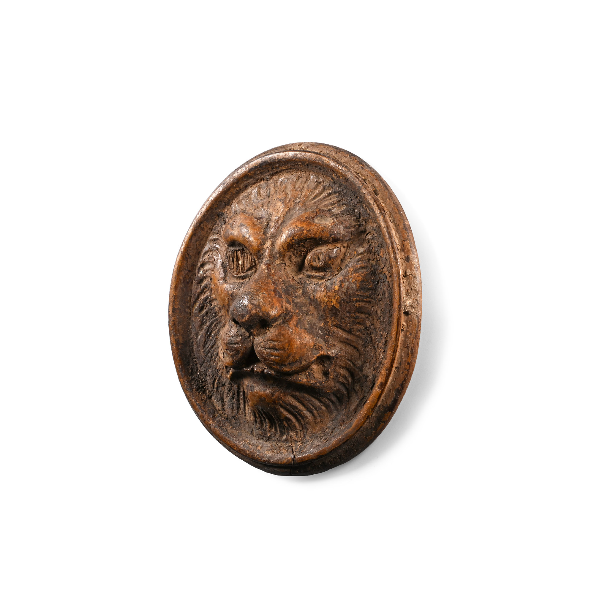 Renaissance Wood Lion Face Plaque