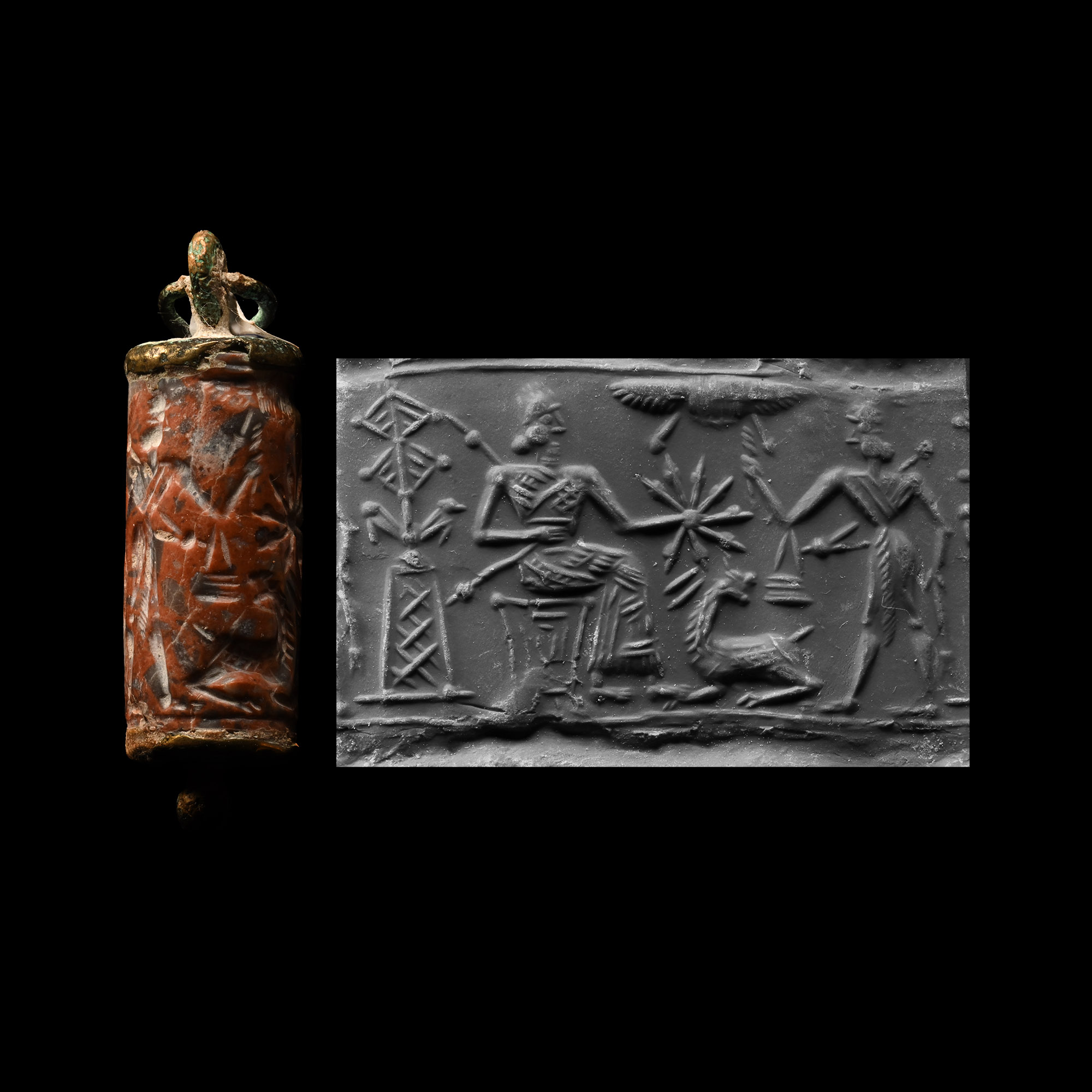 Levantine Jasper Cylinder Seal with Figures