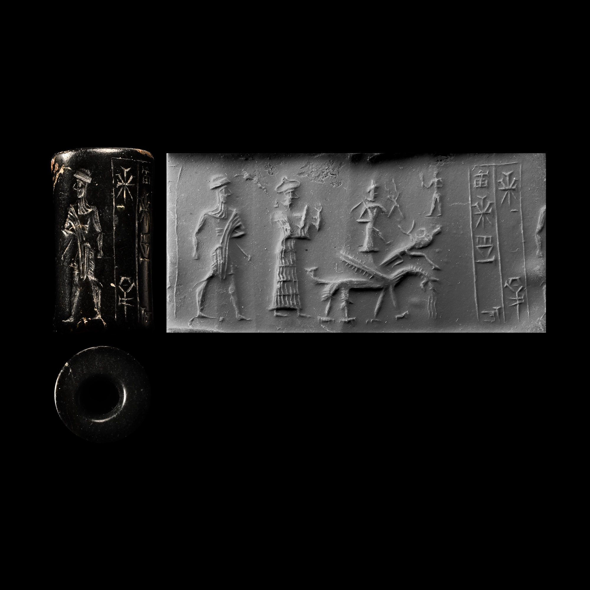 Old Babylonian Haematite Cylinder Seal with Inscription