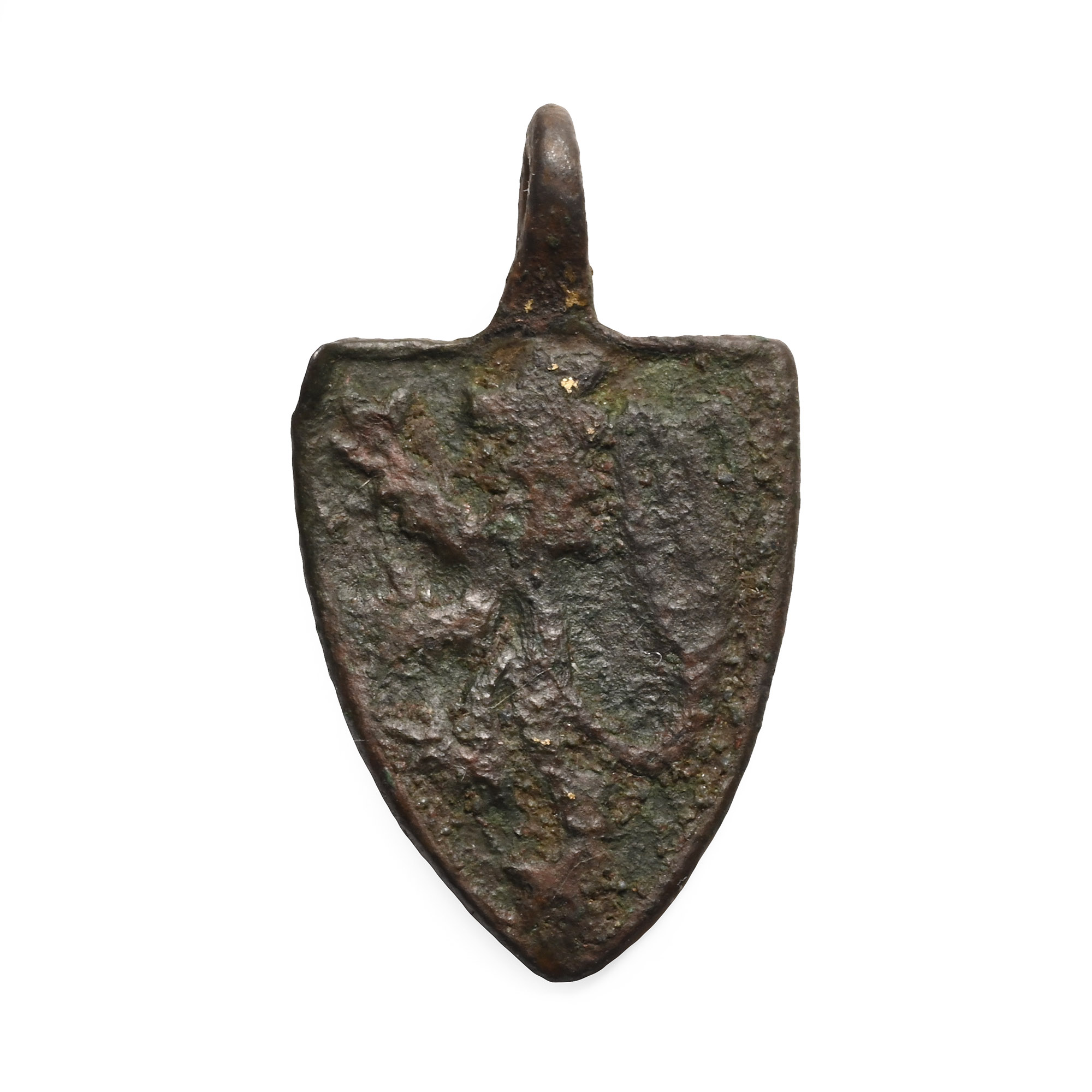 Medieval Bronze Heraldic Pendant with Lion
