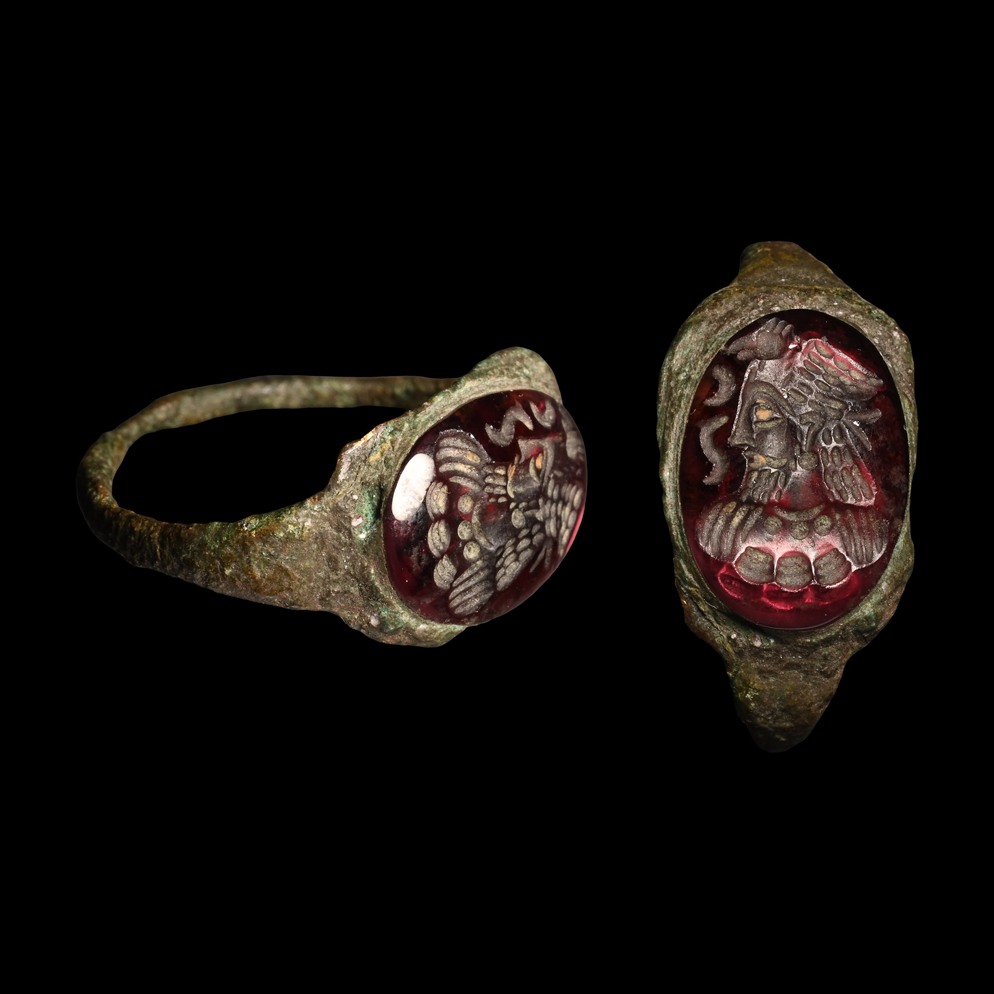 Sasanian Bronze Ring with Gemstone