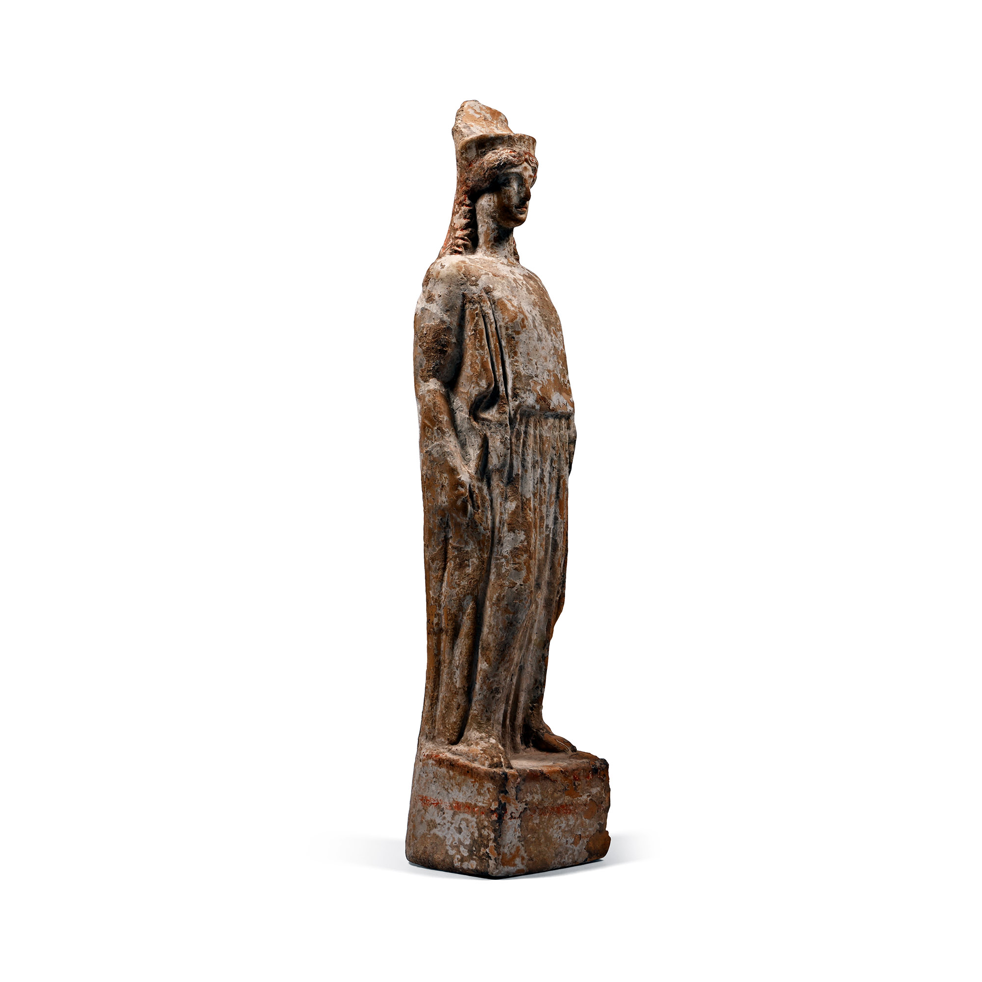Large Attic Greek Terracotta Statue of Kore with Sea Encrustations