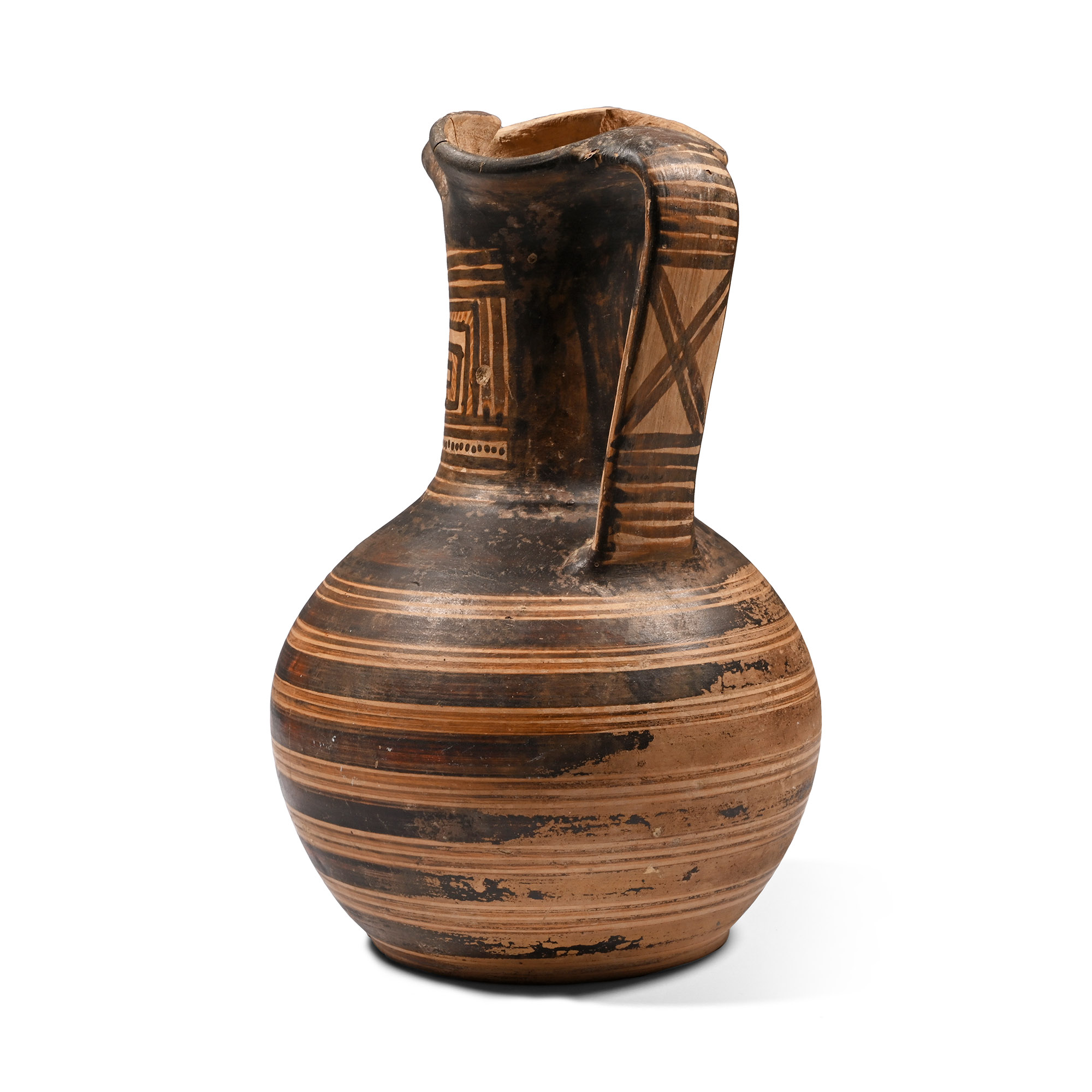 Greek Terracotta Geometric Jug with Handle