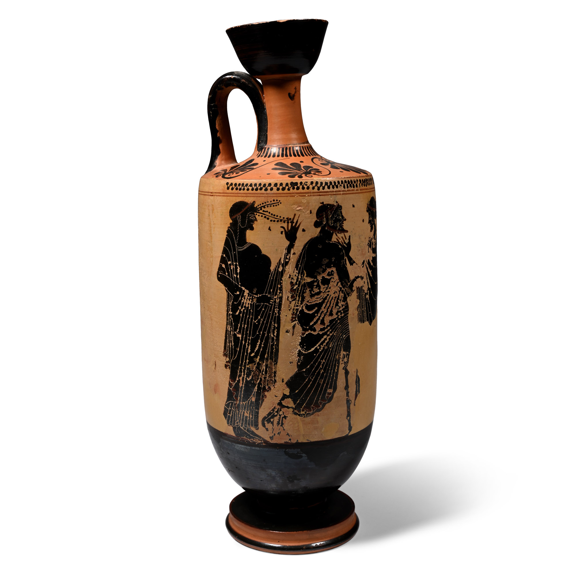 Greek Terracotta White-Ground Painted Lekythos Attributed to the Athena Painter