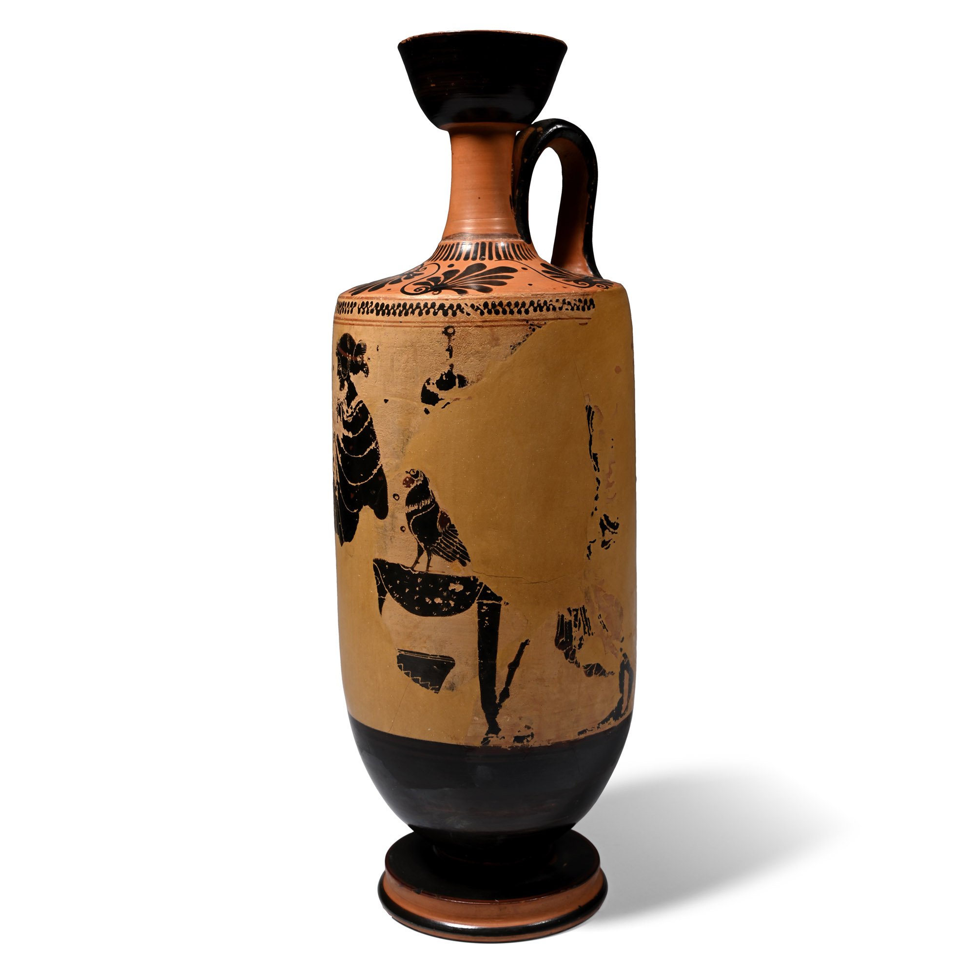 Greek Terracotta White-Ground Painted Lekythos Attributed to the Athena Painter