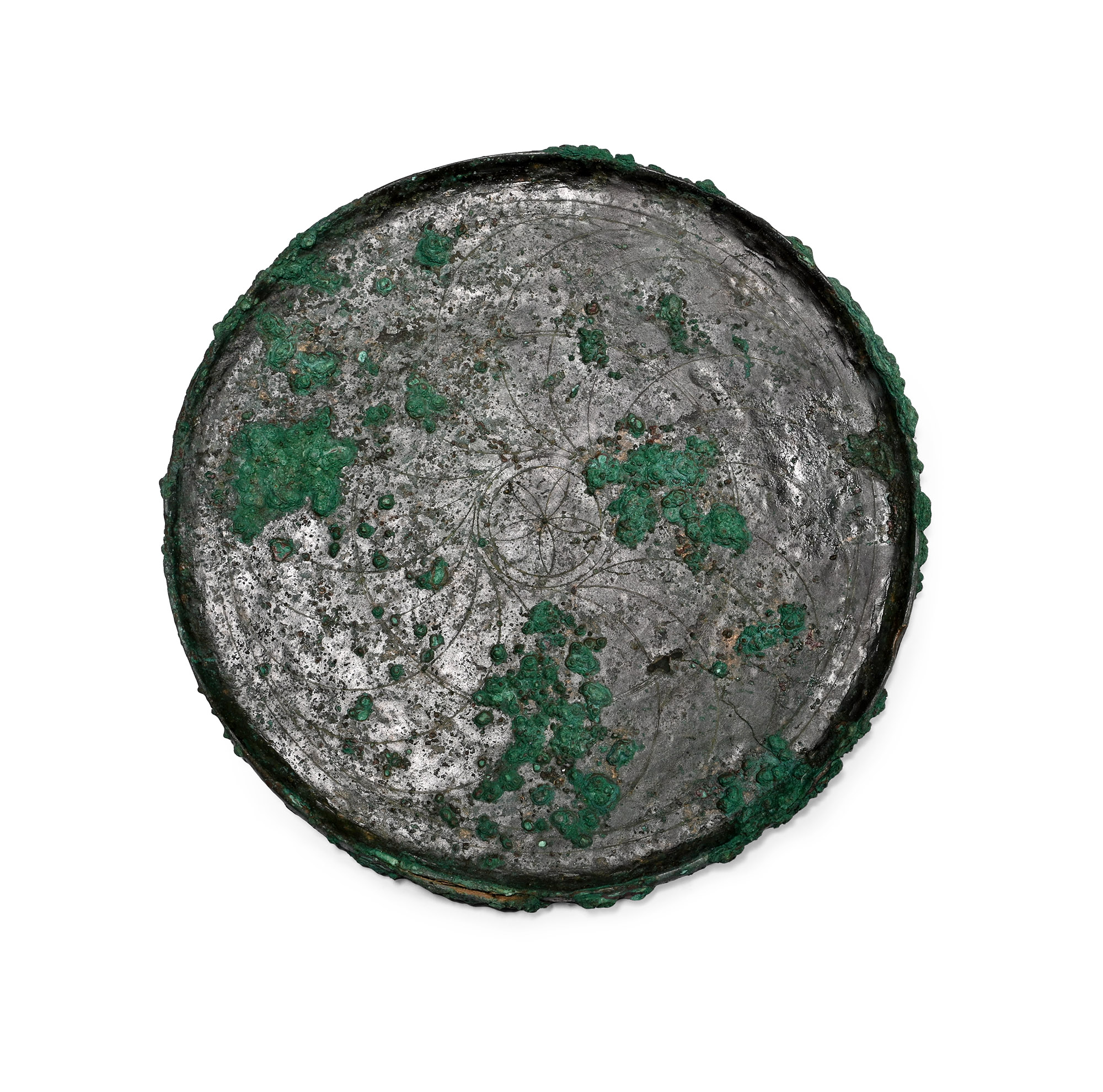 Greek Bronze Mirror with Floral Pattern