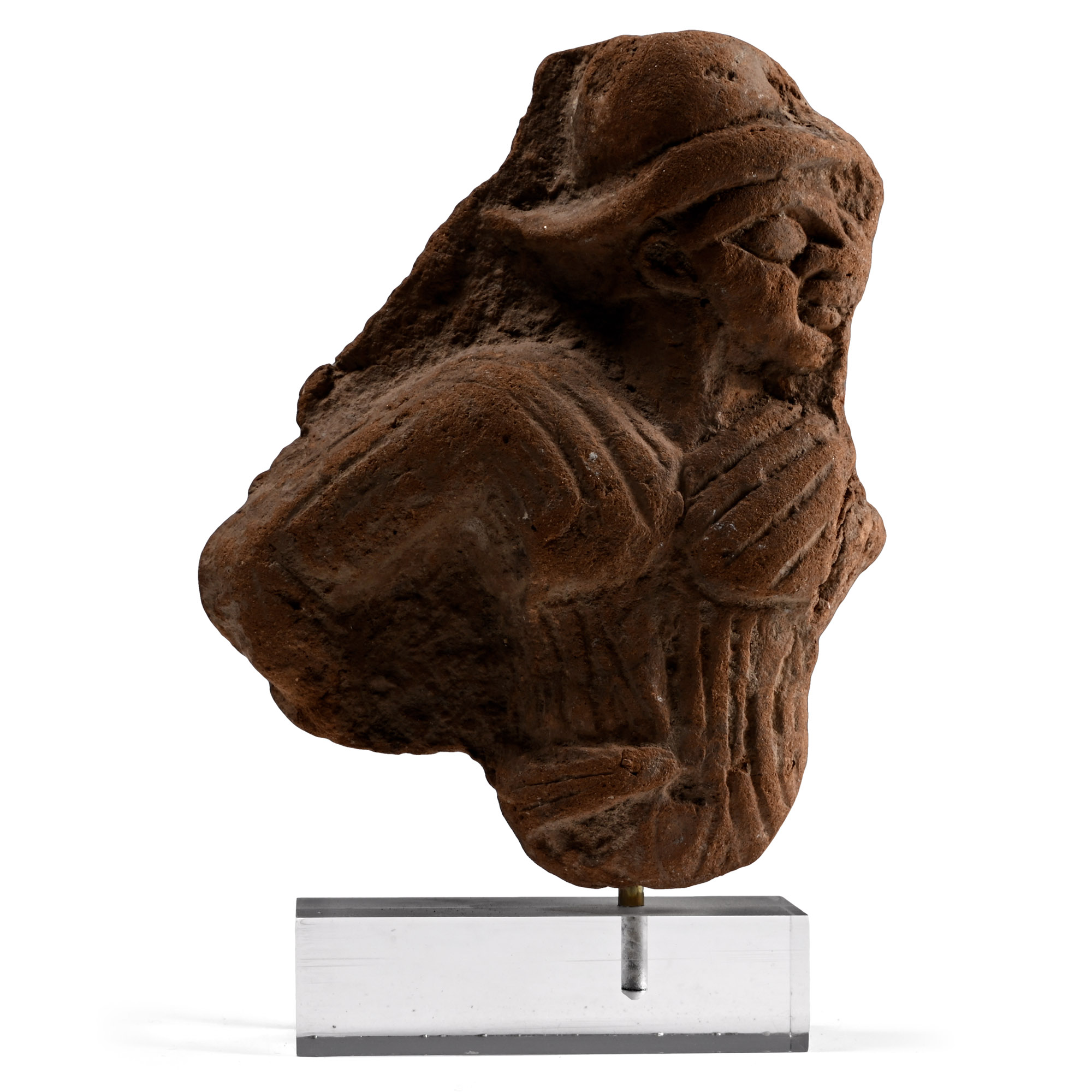 Roman Terracotta Plaque with Helmetted Figure