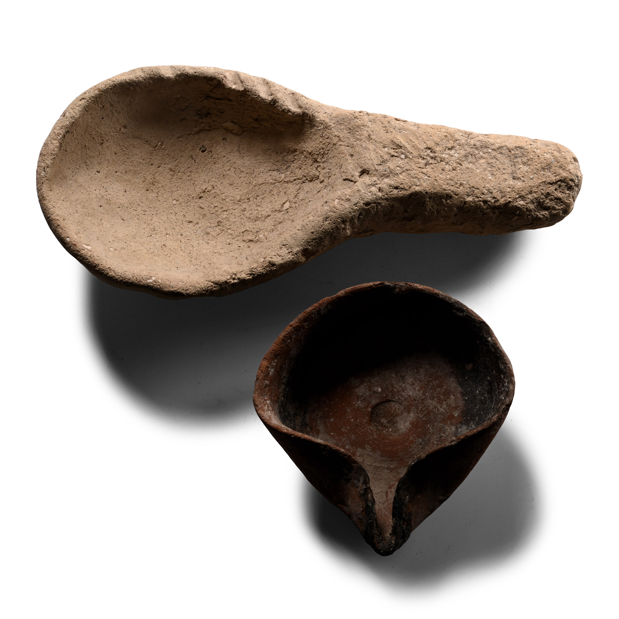Western Asiatic Ceramic Oil Lamp and Ladle