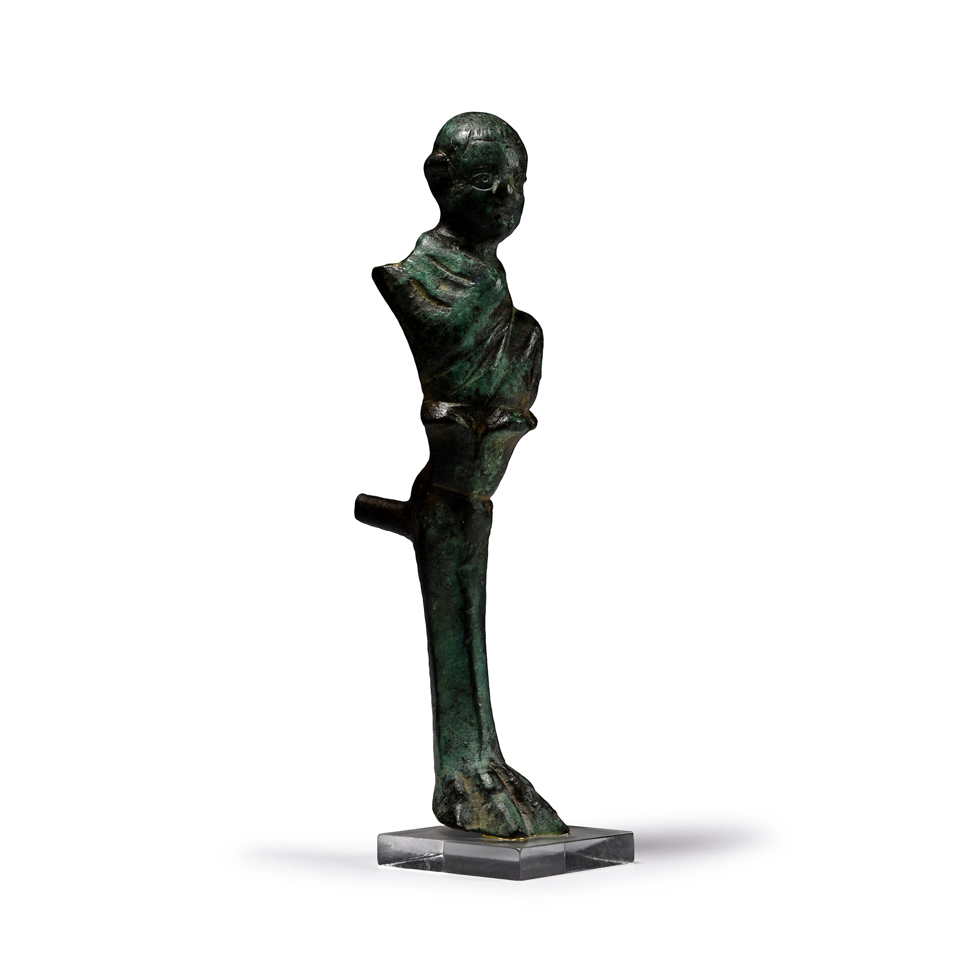 Greek Bronze Furniture Mount with Mime Actor