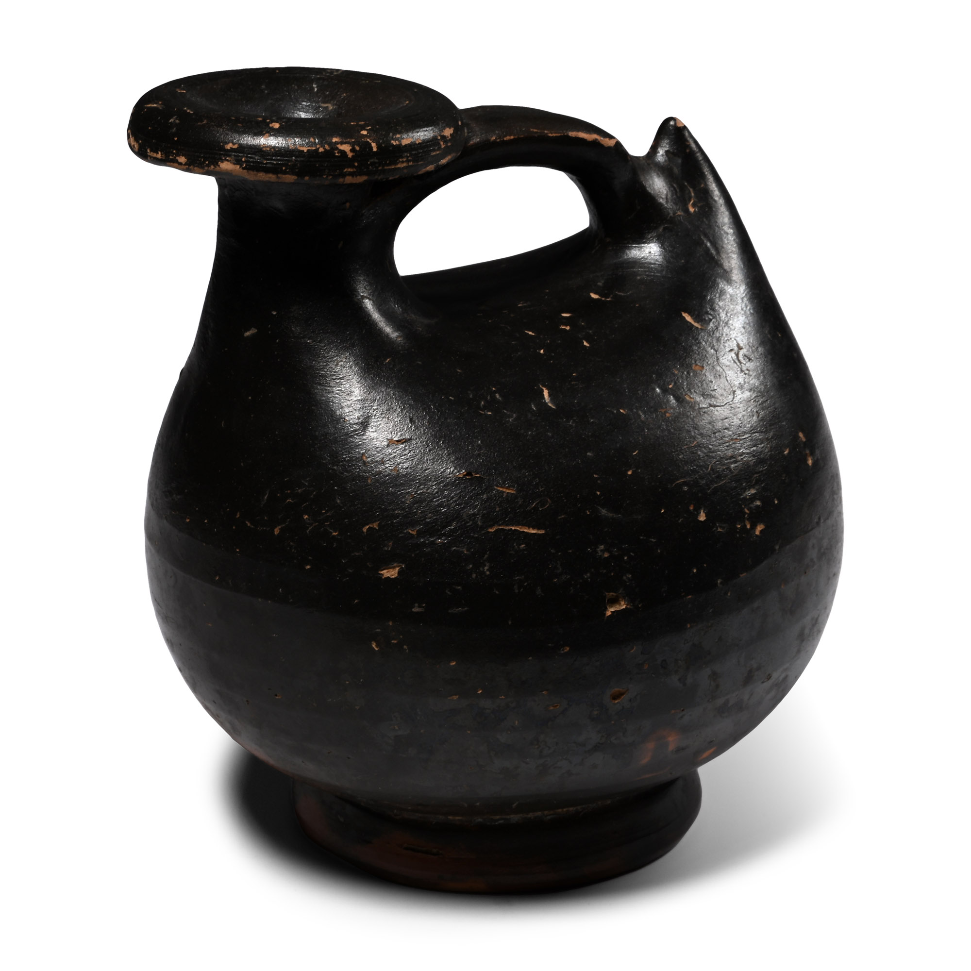 Greek Black Glazed Terracotta Askos