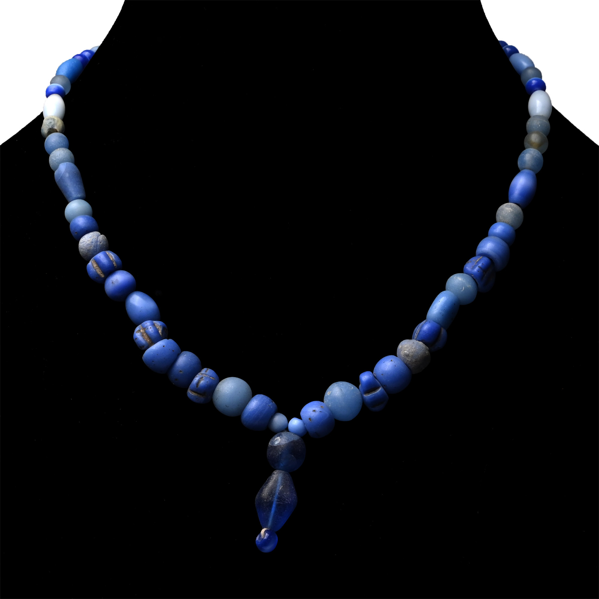 Post Medieval Blue Glass Bead Necklace String