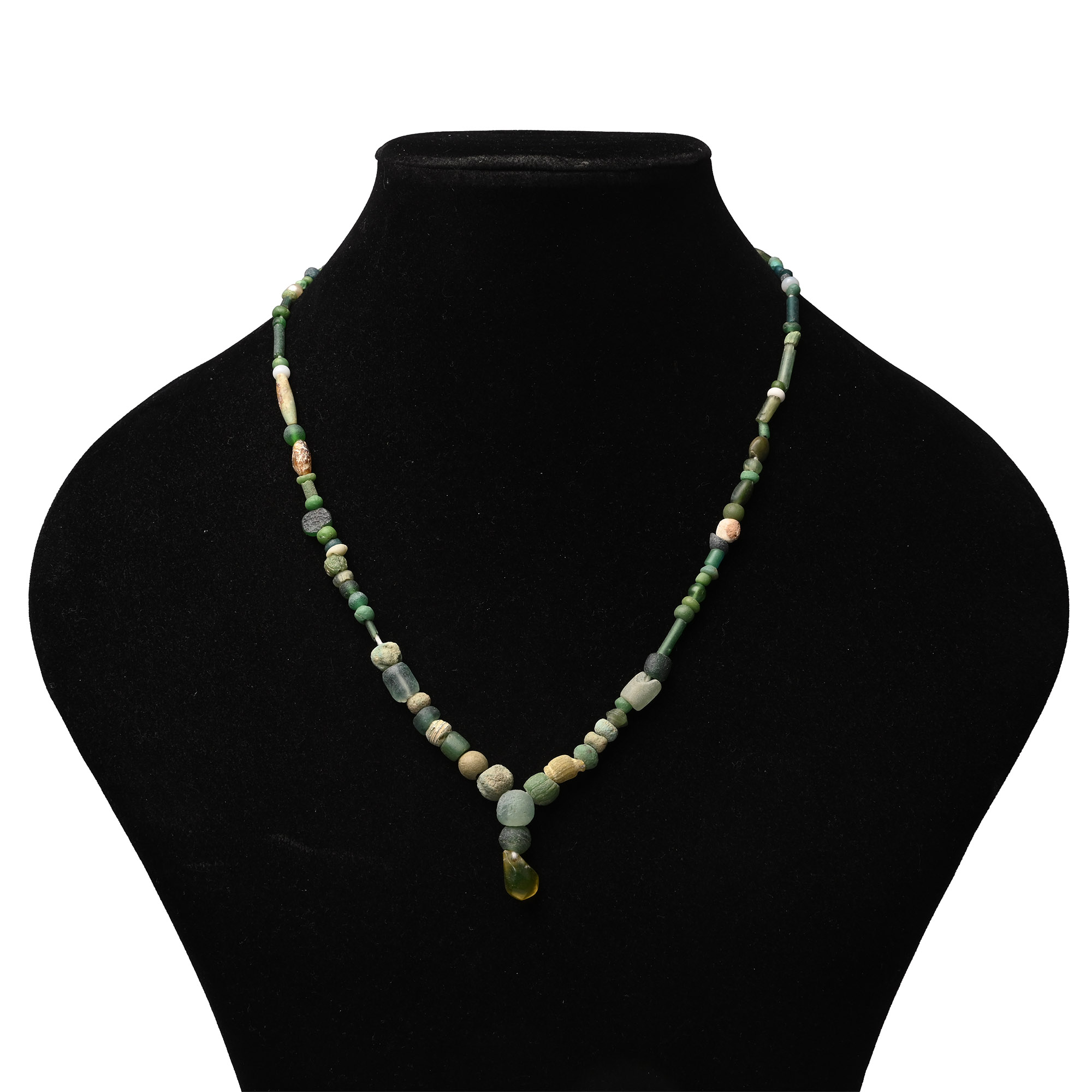 Roman Green Glass Bead Necklace String