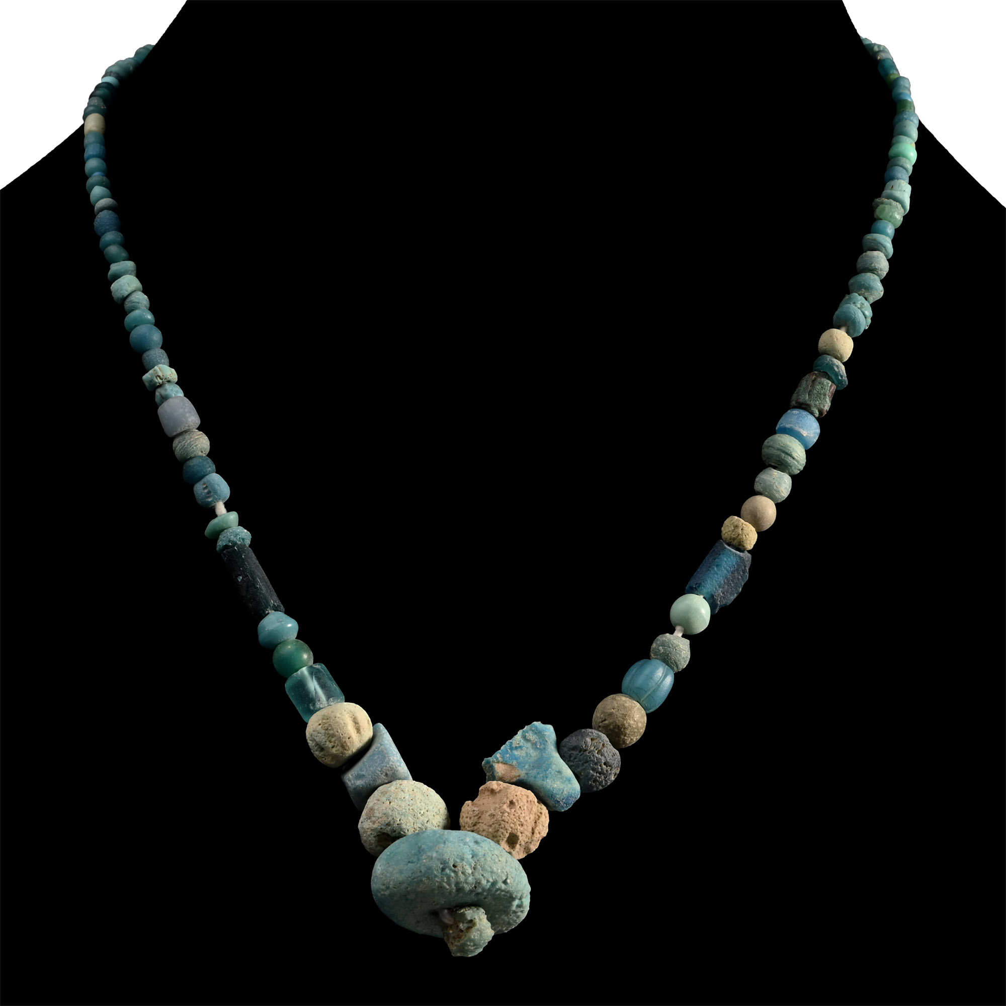 Achaemenid Light Blue Glass and Faience Bead Necklace String