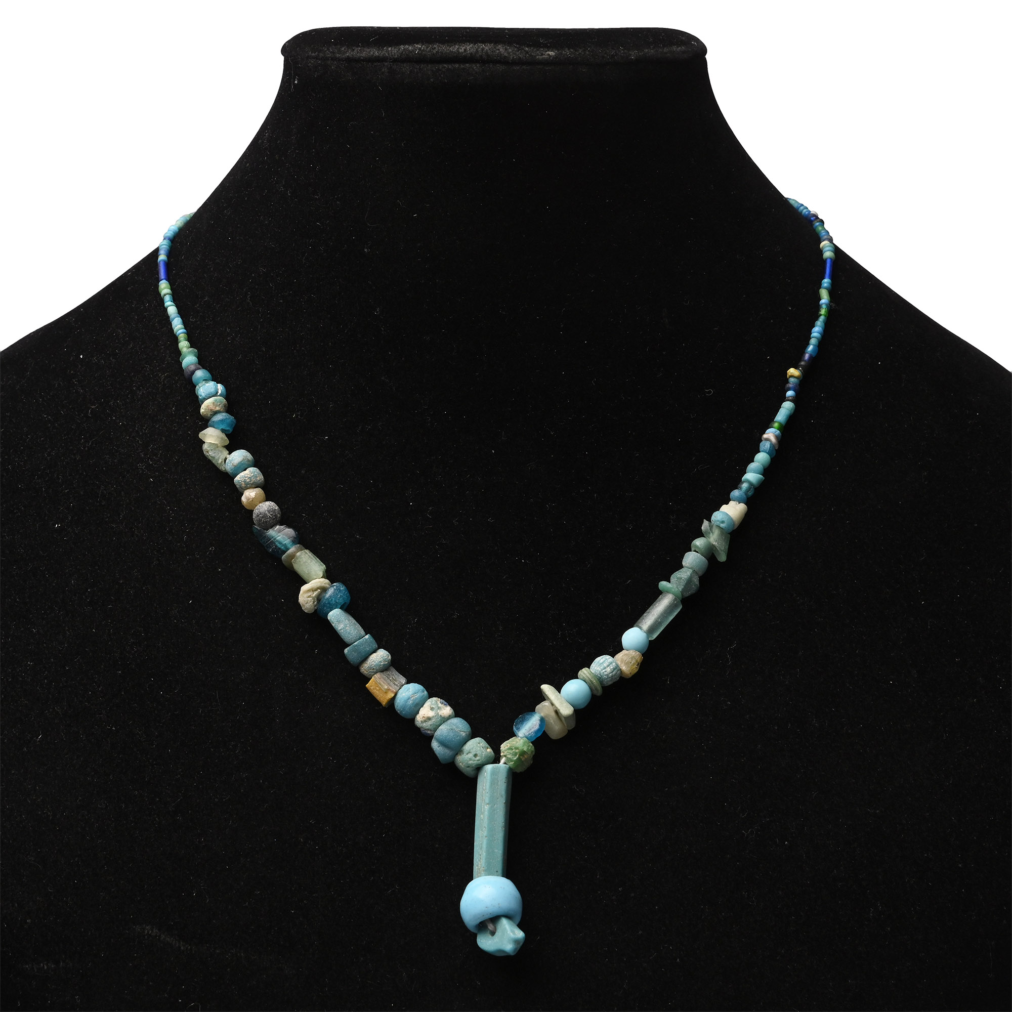 Achaemenid Light Blue Glass and Ceramic Bead Necklace String