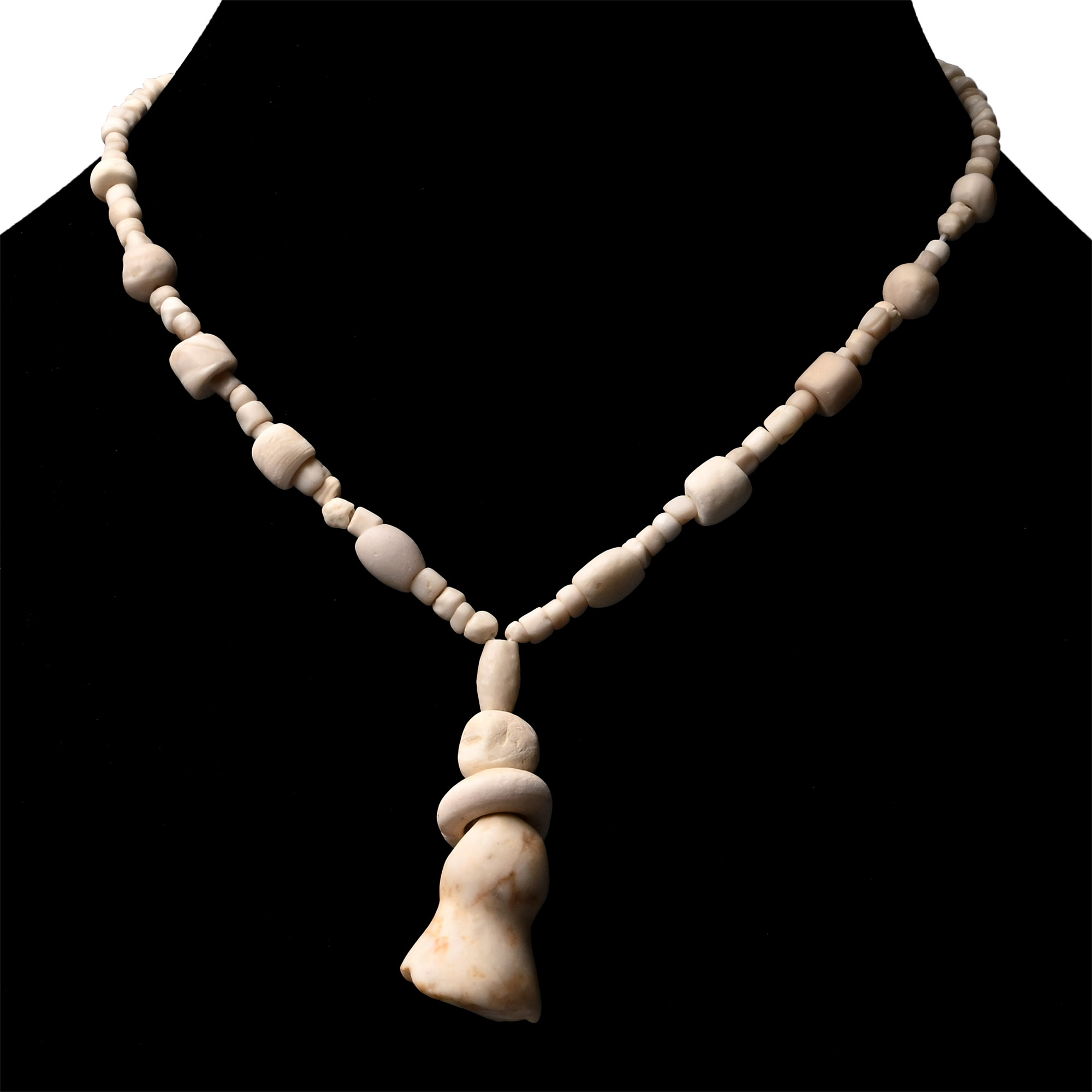 Western Asiatic White Stone Bead Necklace String