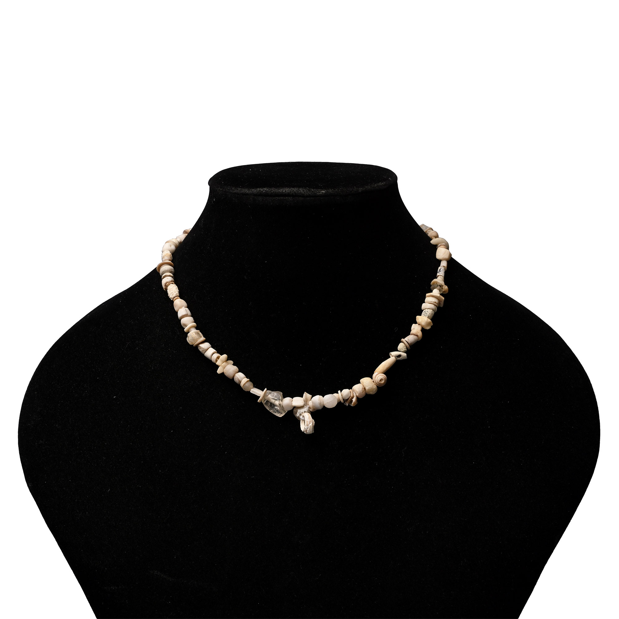Western Asiatic White Stone  and Shell Bead Necklace String