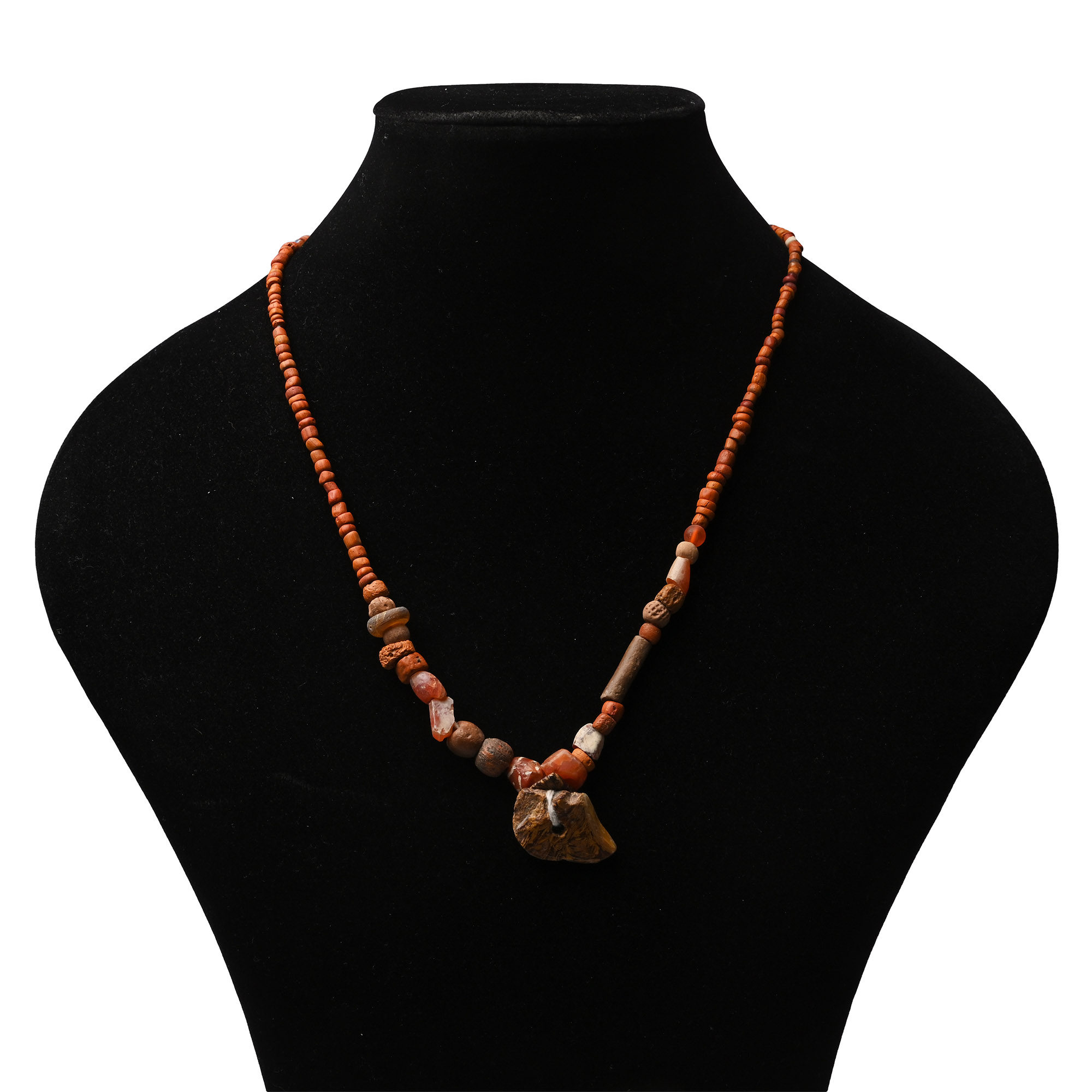 Western Asiatic Orange Glass and Other Bead Necklace String