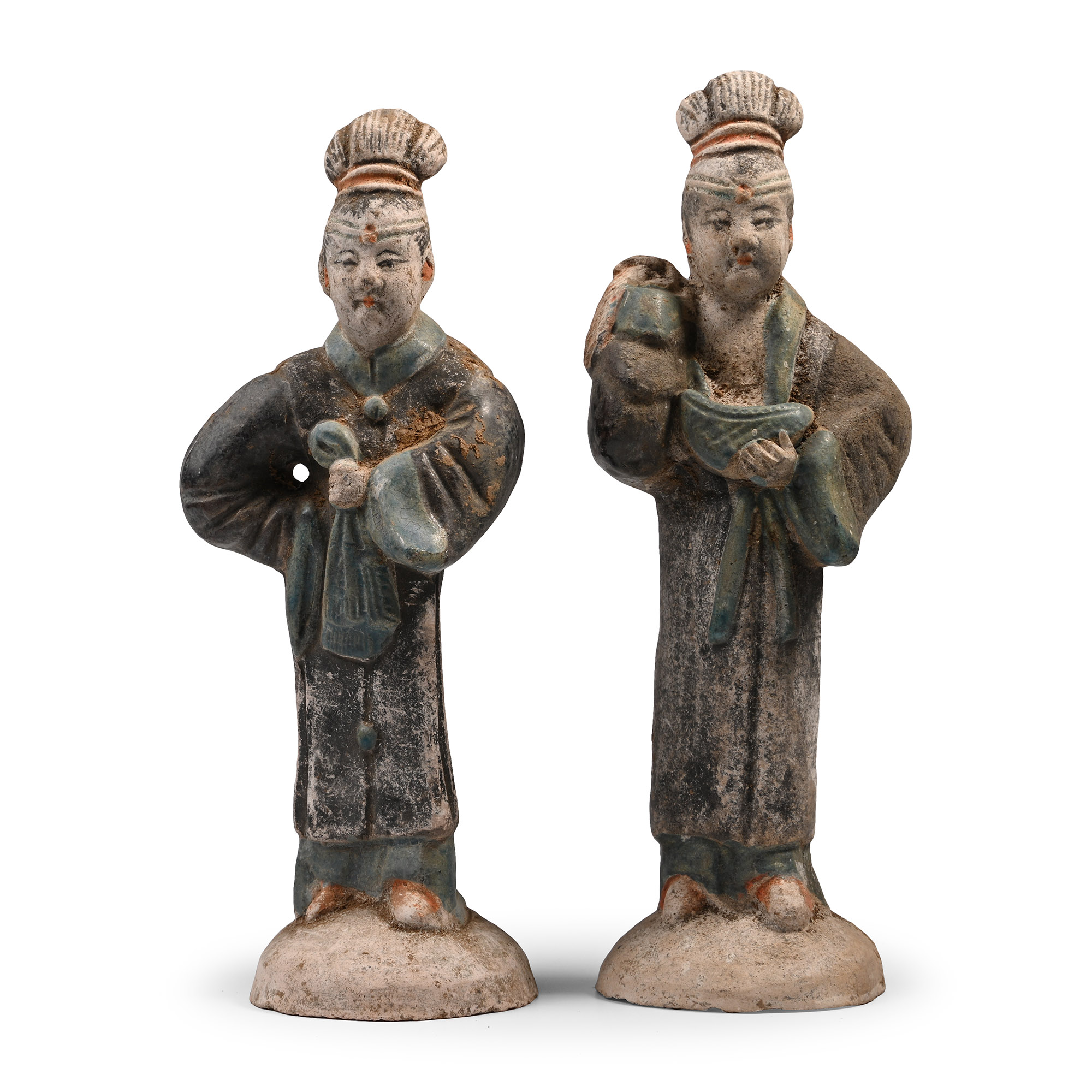Chinese Qing Green Glazed Figure Pair