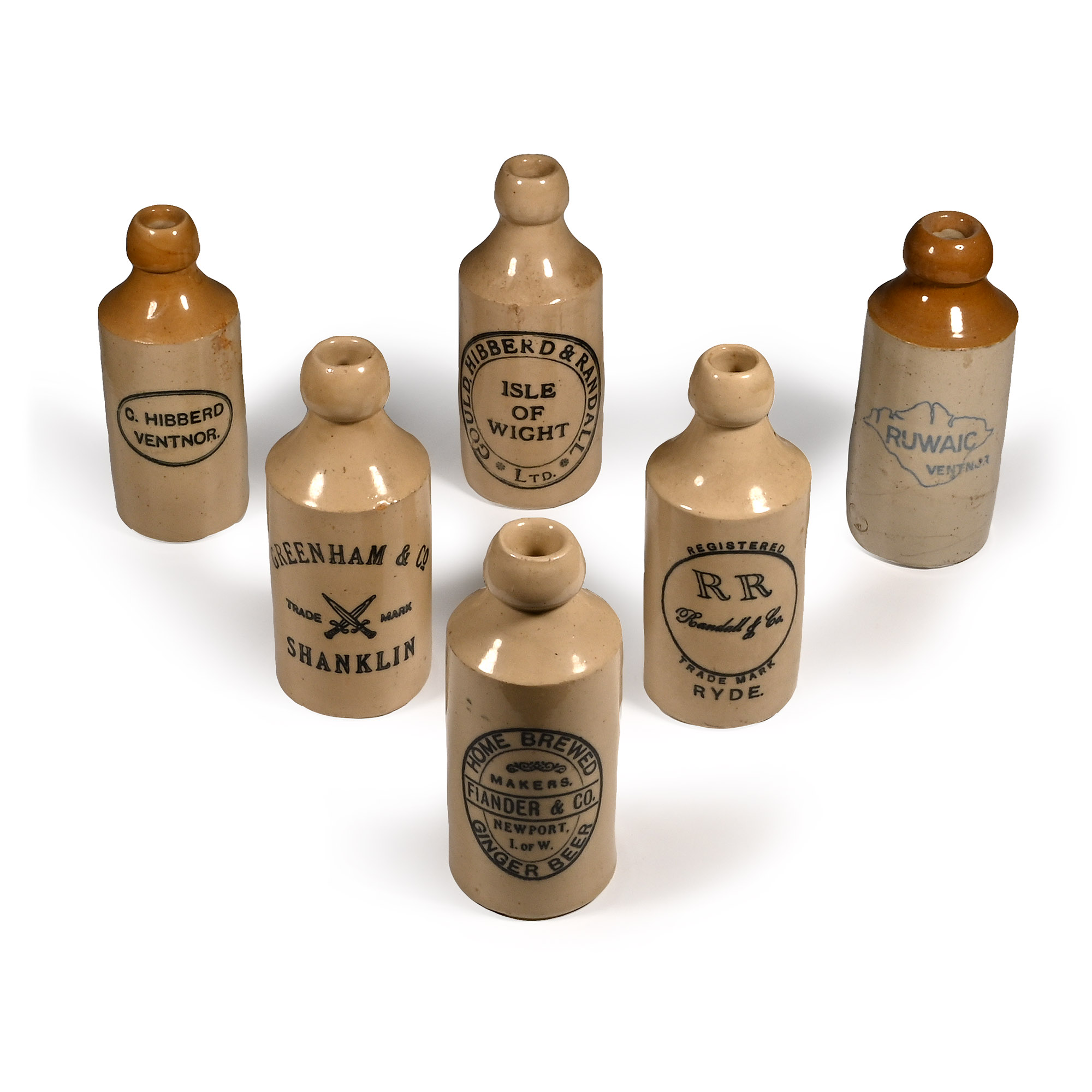 Antique Isle of Wight Ginger Beer Bottle Collection