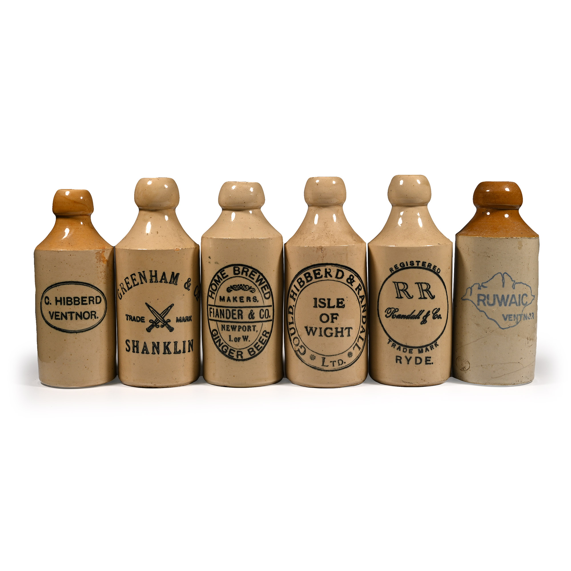 Antique Isle of Wight Ginger Beer Bottle Collection