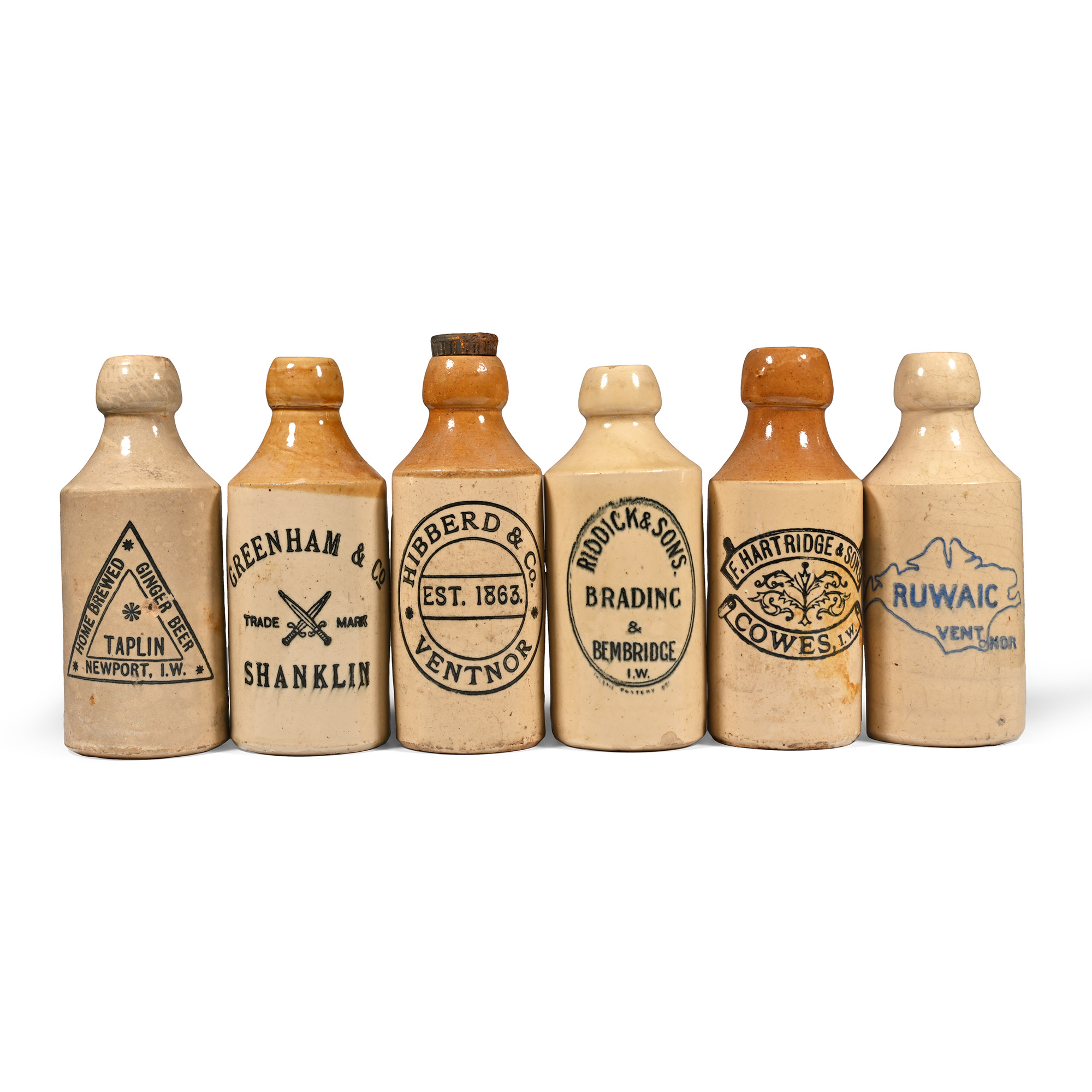 Antique Isle of Wight Ginger Beer Bottle Collection