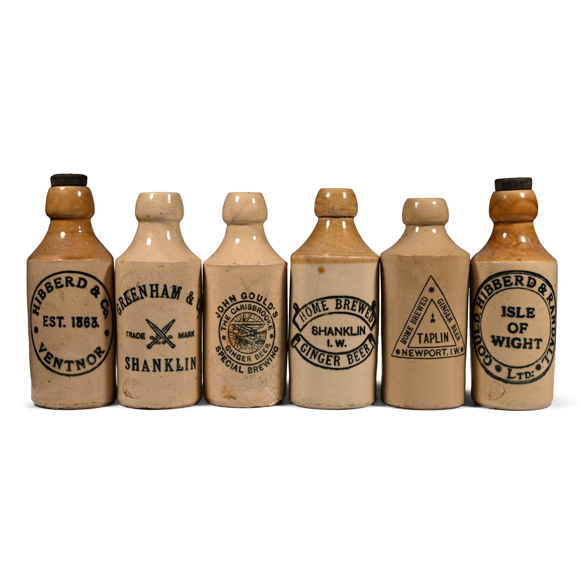 Antique Isle of Wight Ginger Beer Bottle Collection