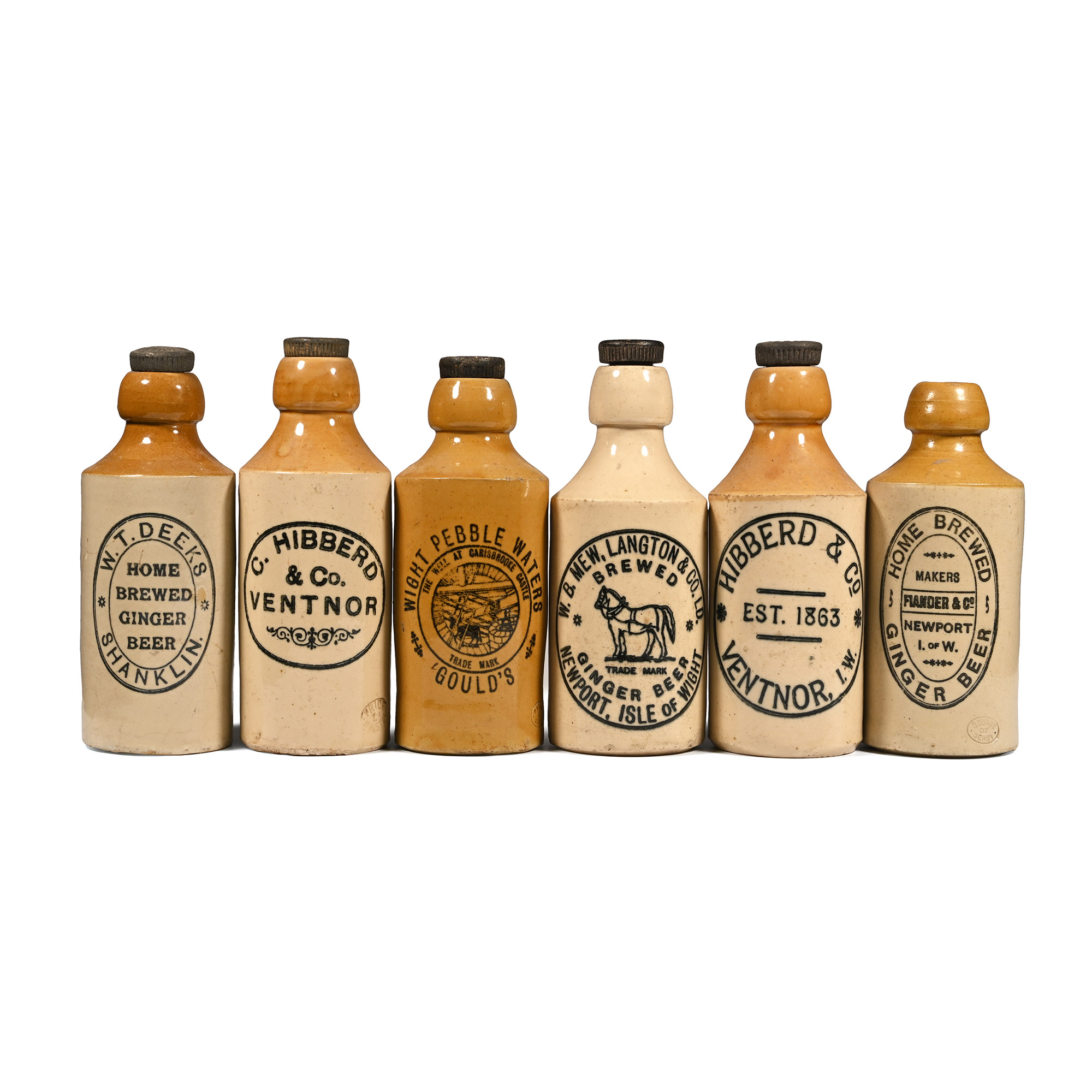 Antique Isle of Wight Ginger Beer Bottle Collection