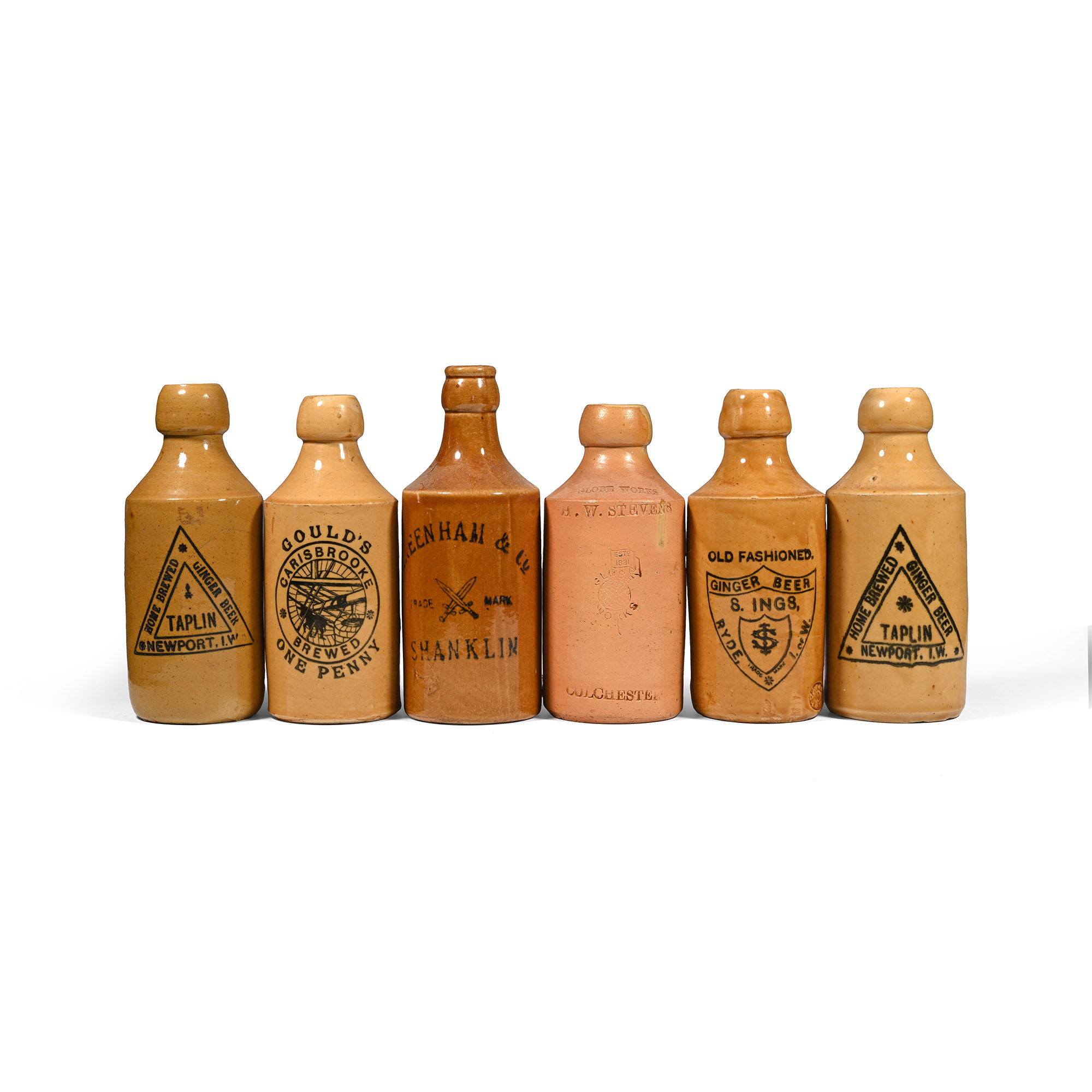 Antique Isle of Wight and Colchester Ginger Beer Bottle Collection