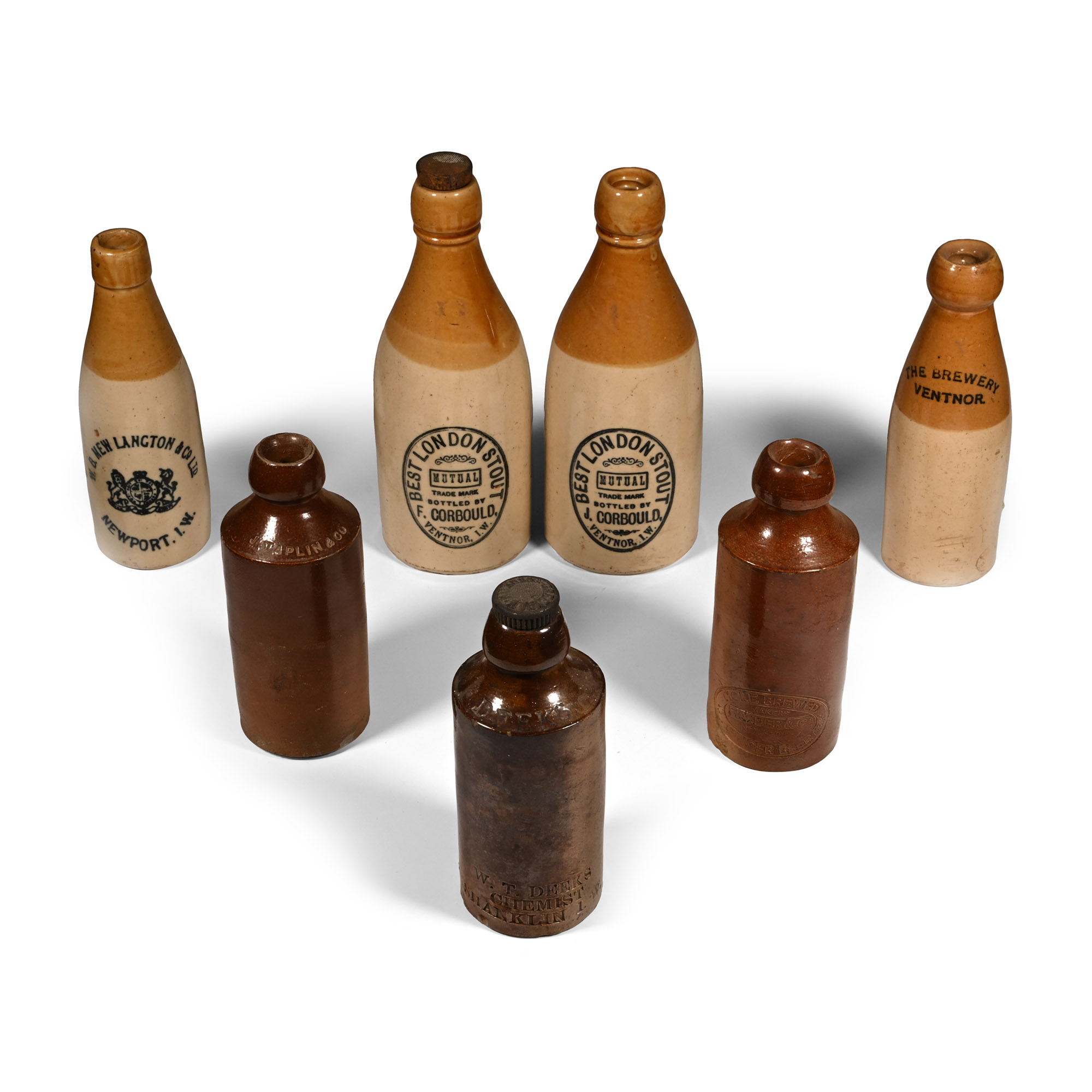 Antique Isle of Wight Ginger Beer Bottle Collection