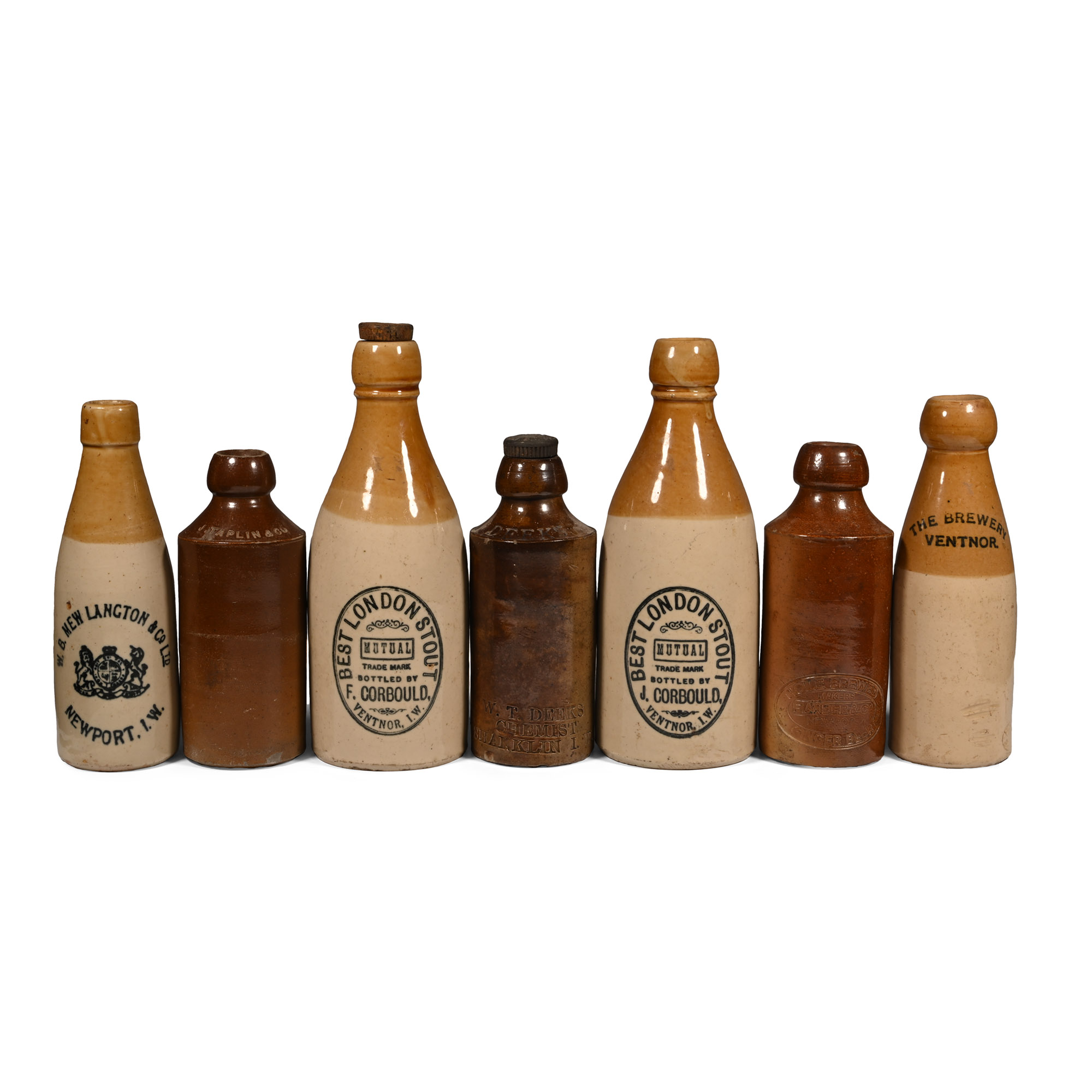 Antique Isle of Wight Ginger Beer Bottle Collection