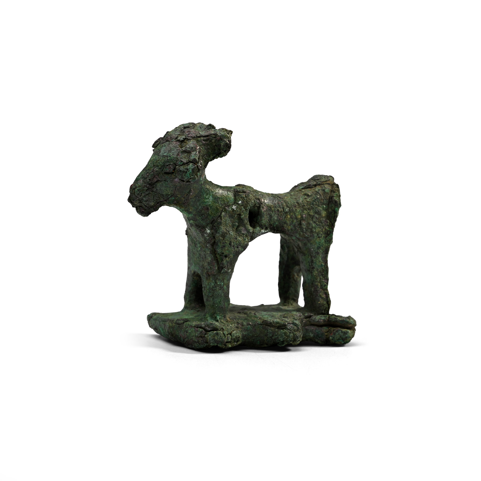 Western Asiatic Bronze Figure of a Goat with Stamp Seal Base