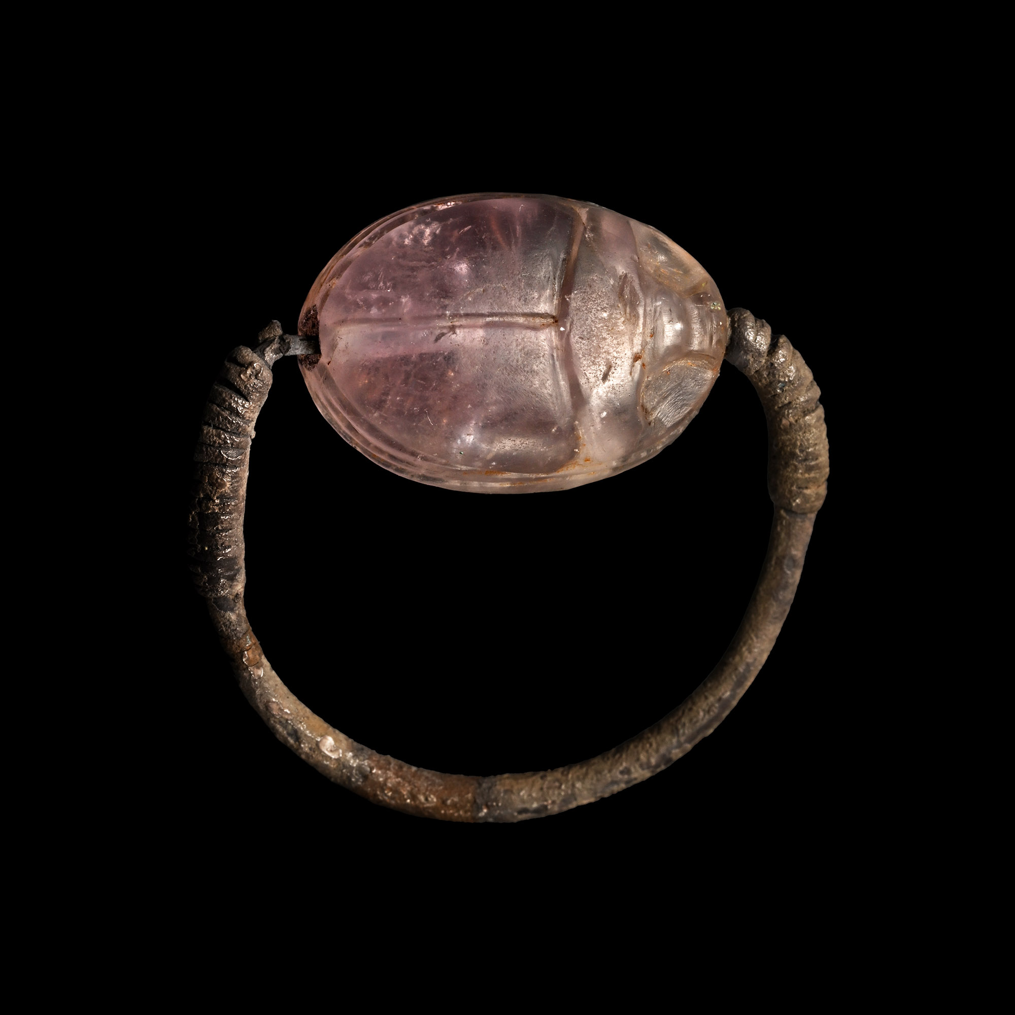 Etruscan Silver Ring with Amethyst Scarab Seal