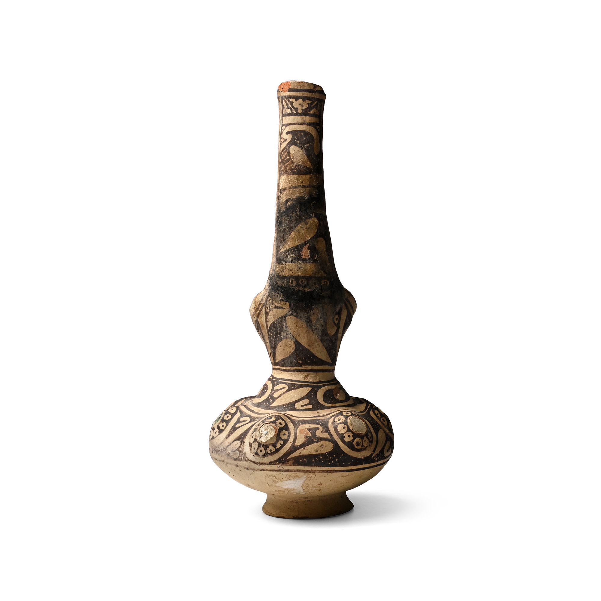 Western Asiatic Terracotta Zoomorphic Vessel with Glass Inlays