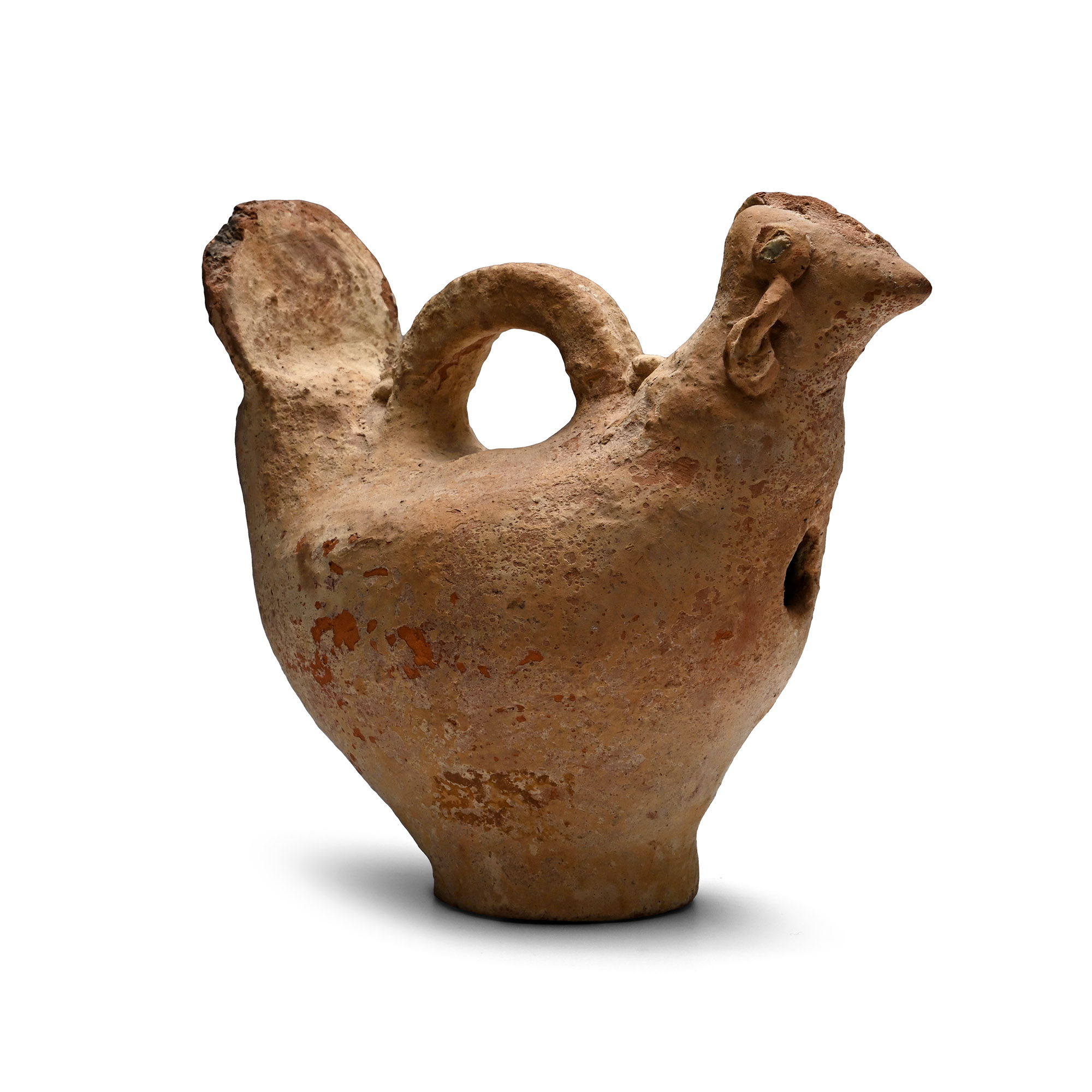 Western Asiatic Terracotta Bird Vessel with Glass Eyes