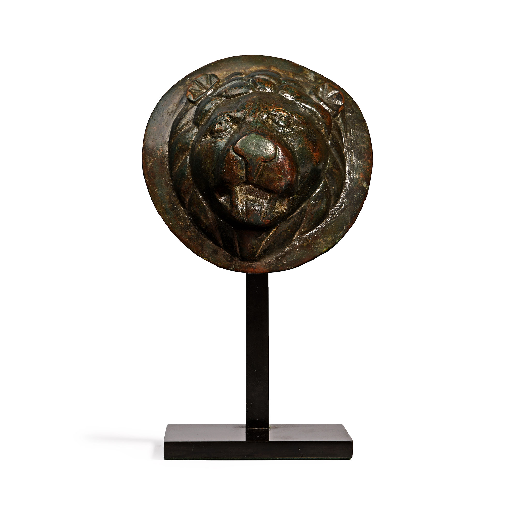 Roman Bronze Lion Head Mount