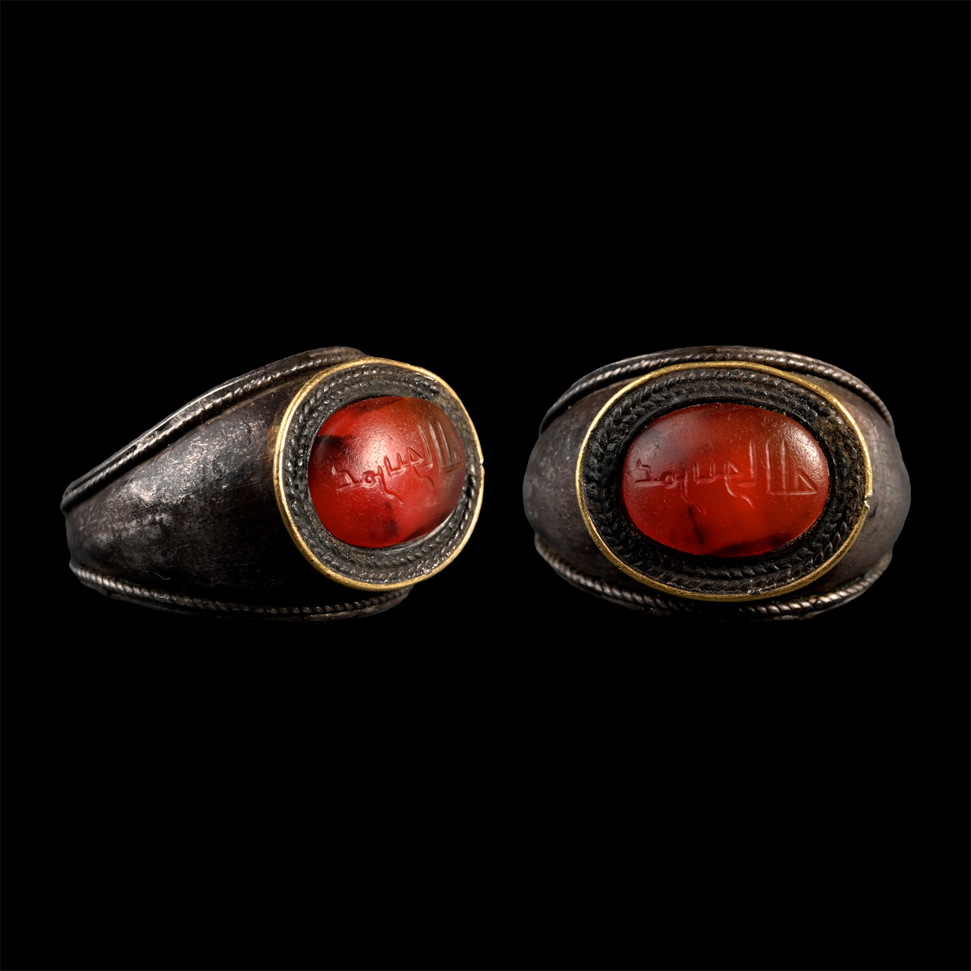 Western Asiatic Inscribed Gemstone in Silver Ring