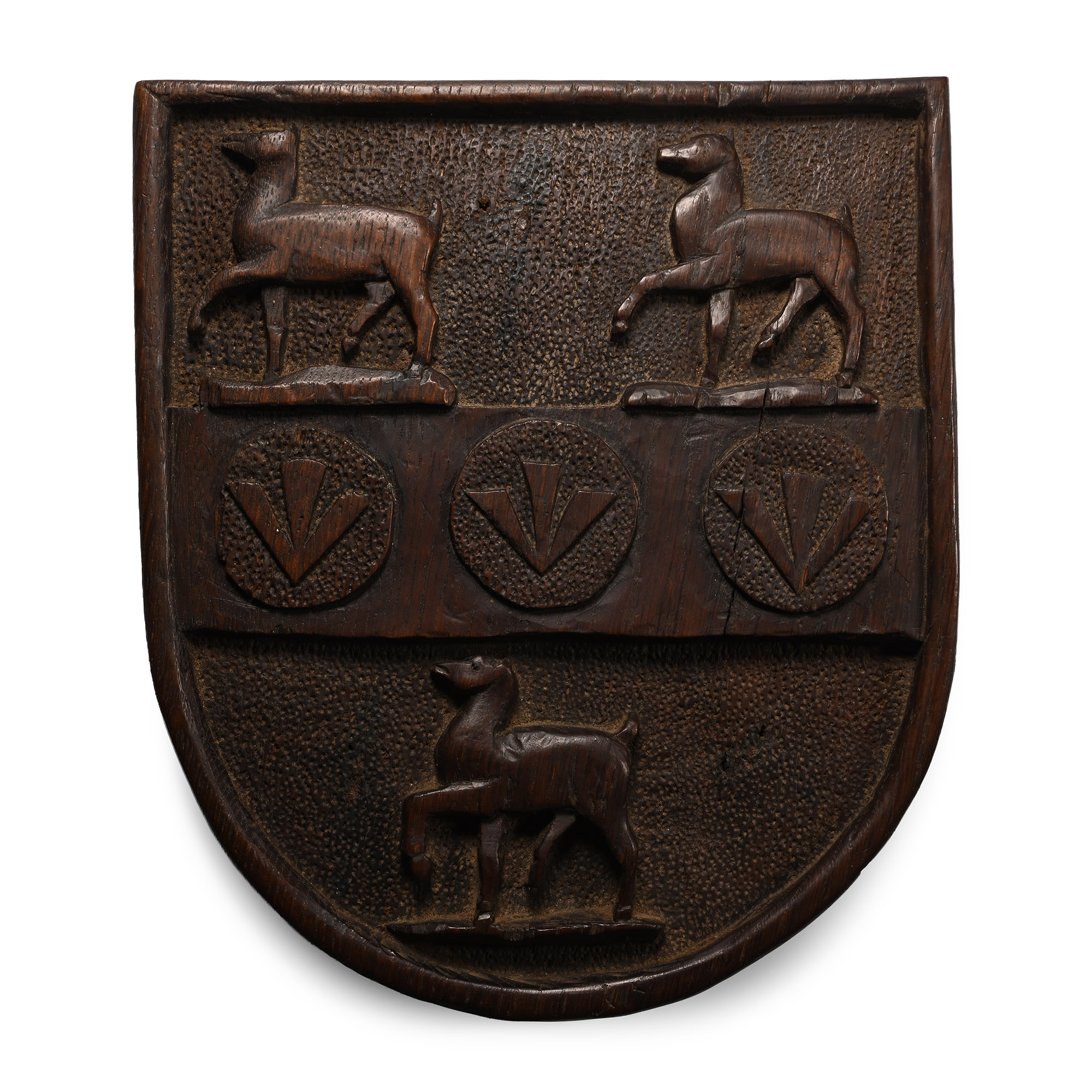 Post Medieval 'Parker Family' Oak Heraldic Shield