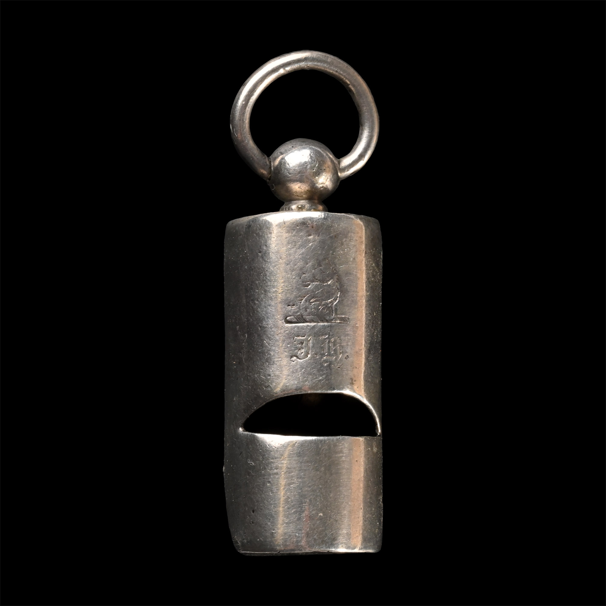 Georgian Silver Hawking Whistle with Crest