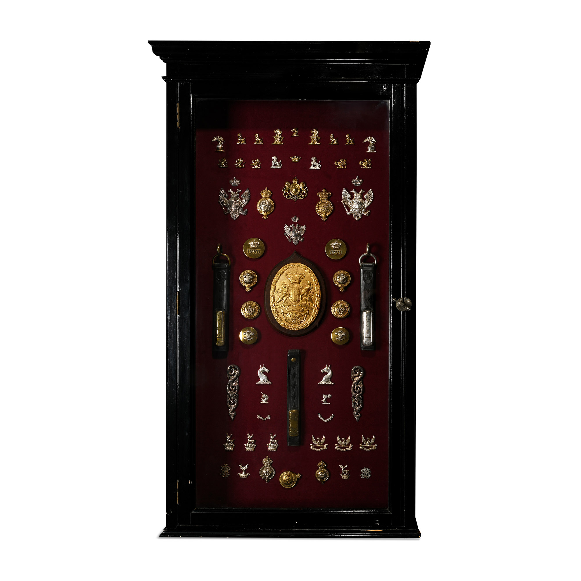 Wall Cabinet Containing a Queen Charlotte (1744-1818) Carriage Plate