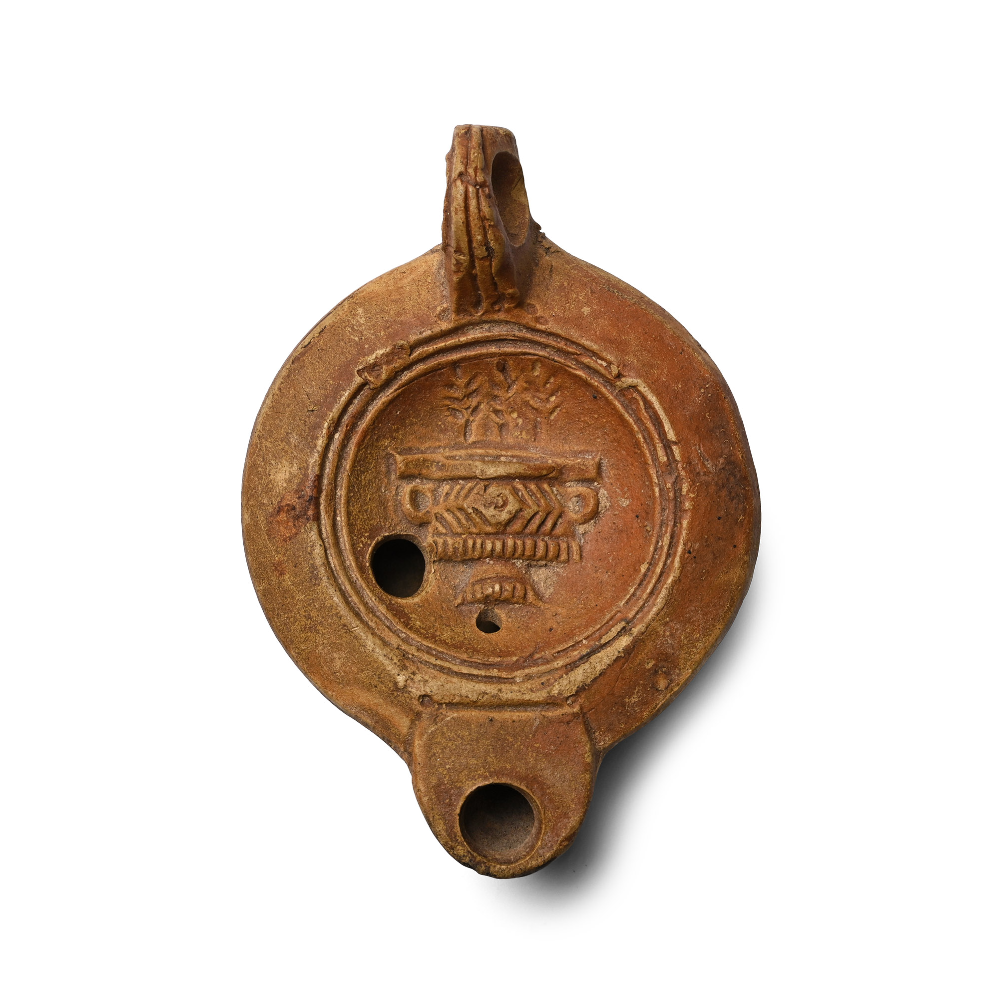 Roman Terracotta Oil Lamp with Amphora