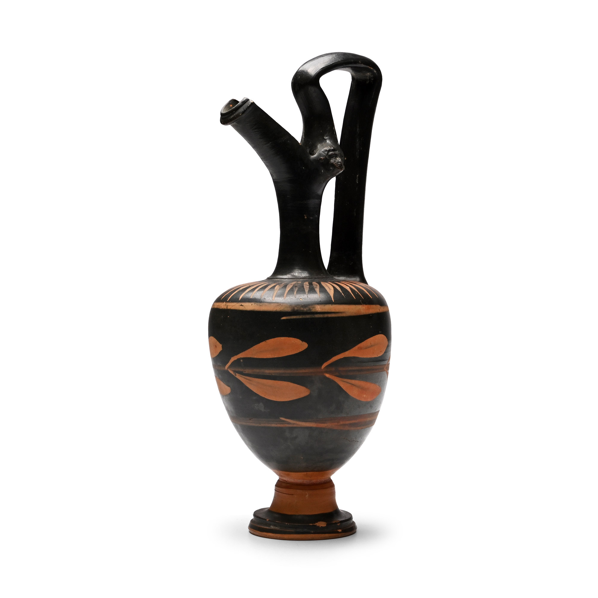 Greek Apulian Blackware Prochous with Laurel Leaves