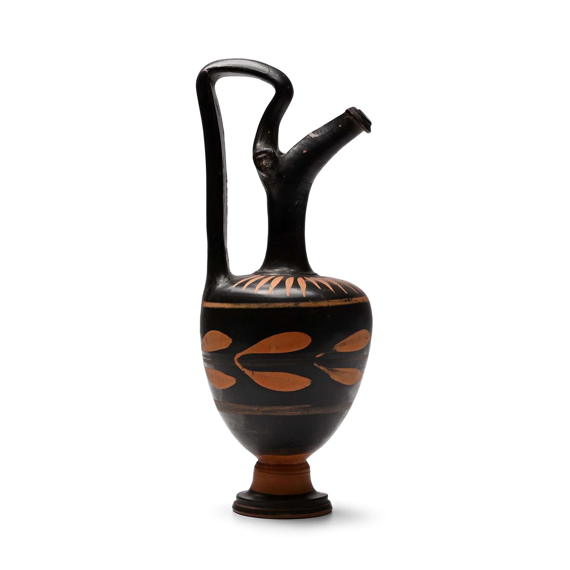 Greek Apulian Blackware Prochous with Laurel Leaves