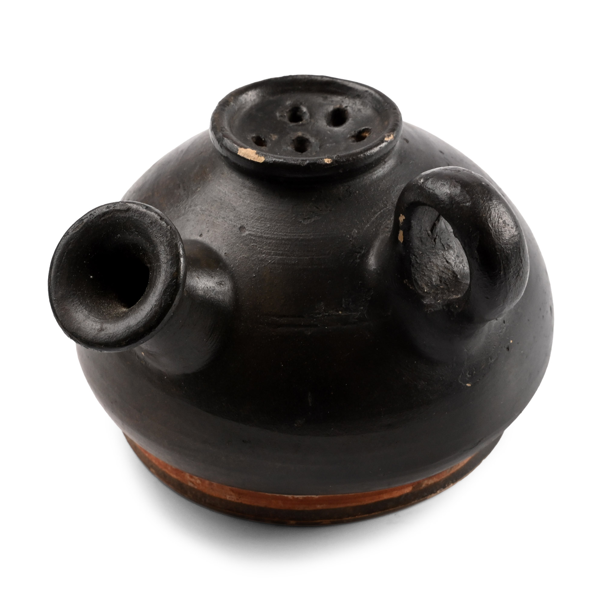 Greek Black-Glazed Guttos with Strainer