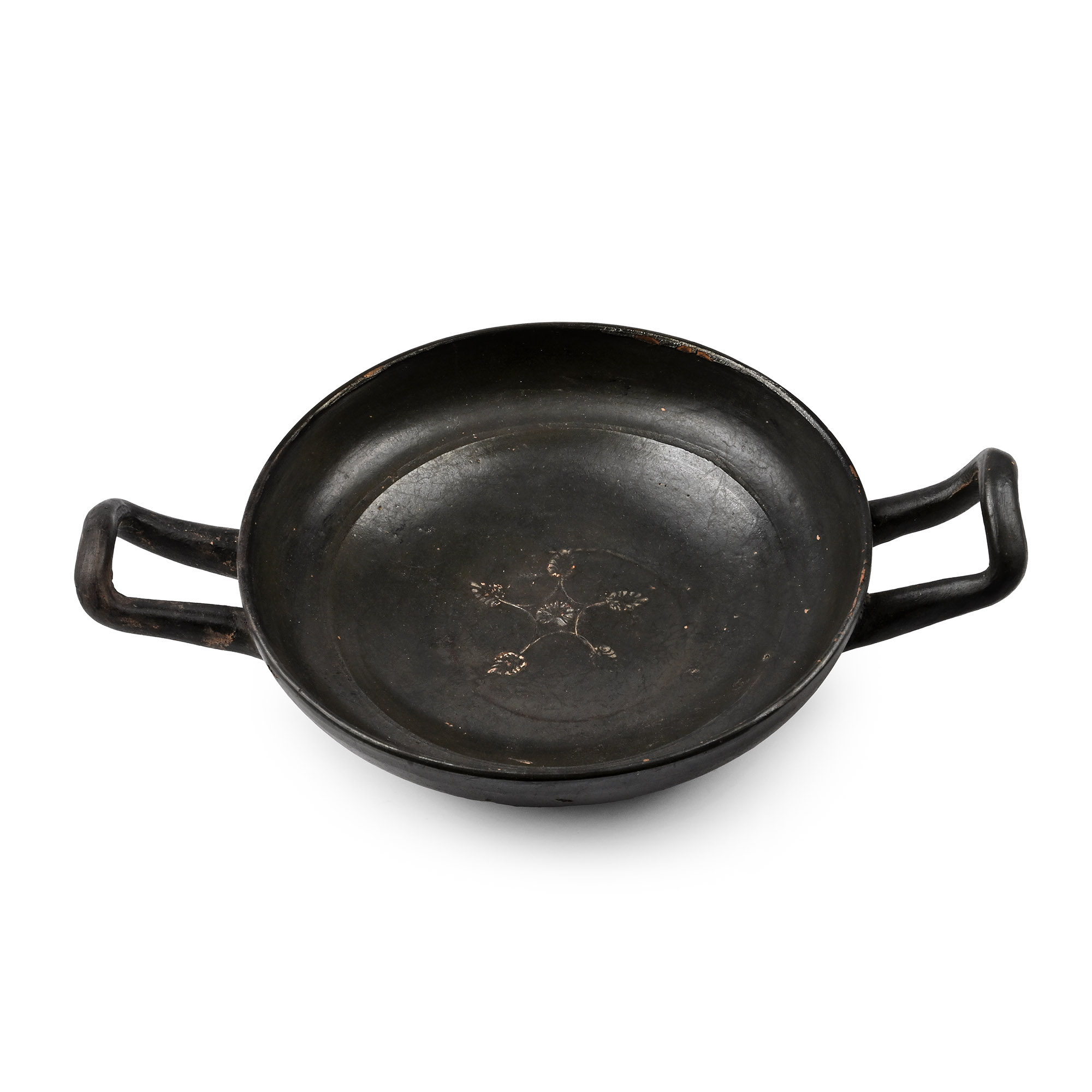 Greek Black-Glazed Kylix with Floral Design