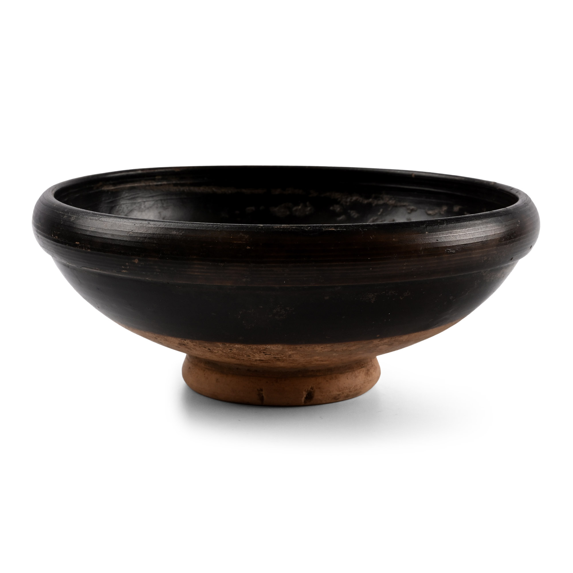 Greek Black-Glazed Bowl with Inverted Rim